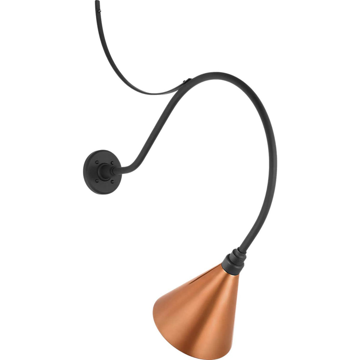 Thomas O'Brien Academy 26.5" Anchored Larrabee Barn Light in Matte Black with 9" Soft Copper Conical Savannah Shade W9" x H37" x E26.5"