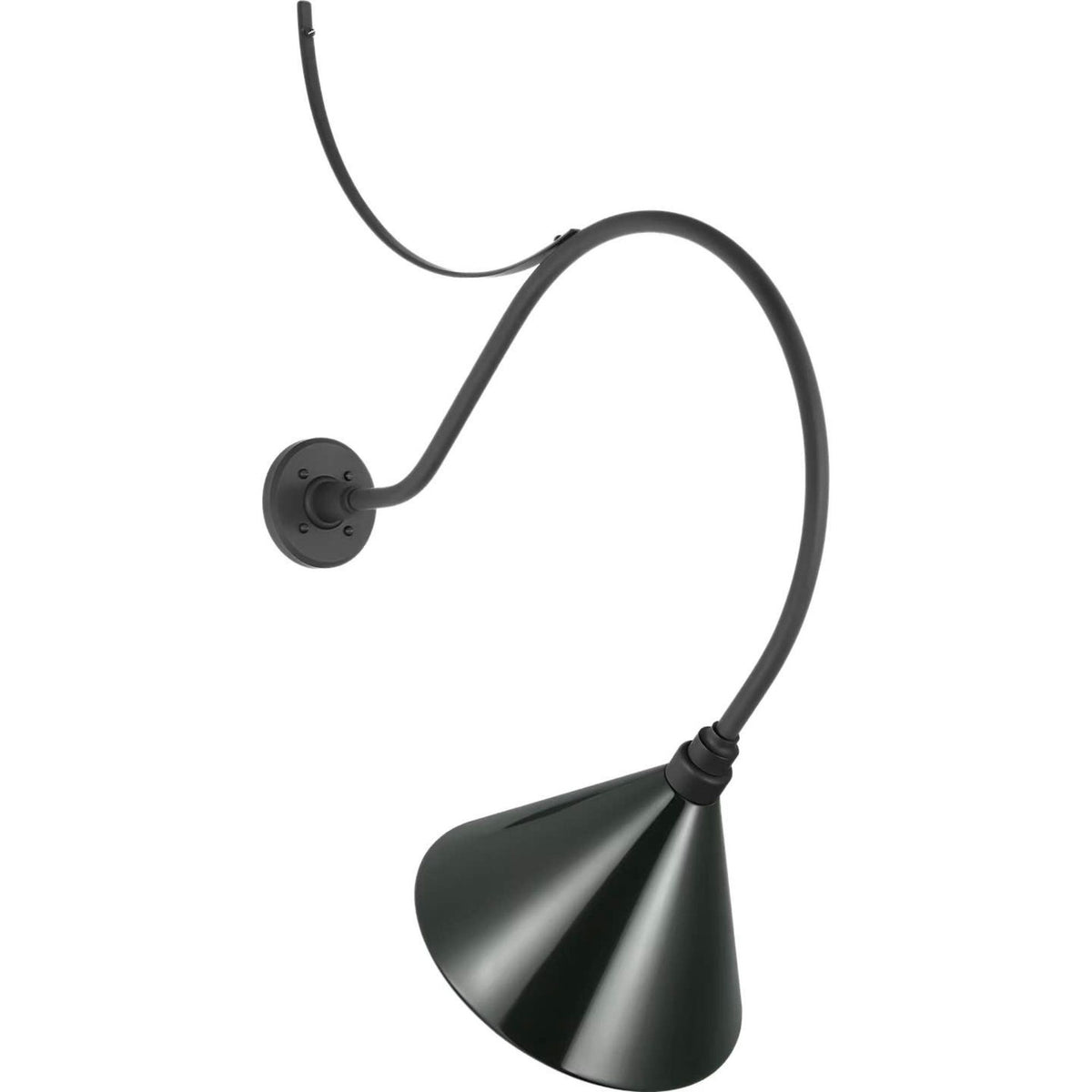 Thomas O'Brien Academy 26.5" Anchored Larrabee Barn Light in Matte Black with 12.5" Green Conical Savannah Shade W12.5" x H38.25" x E26.5"