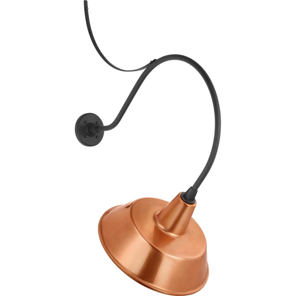 Thomas O'Brien Academy 26.5" Anchored Larrabee Barn Light in Matte Black with 16" Soft Copper Bowers Shade W16" x H39.5" x E26.5"