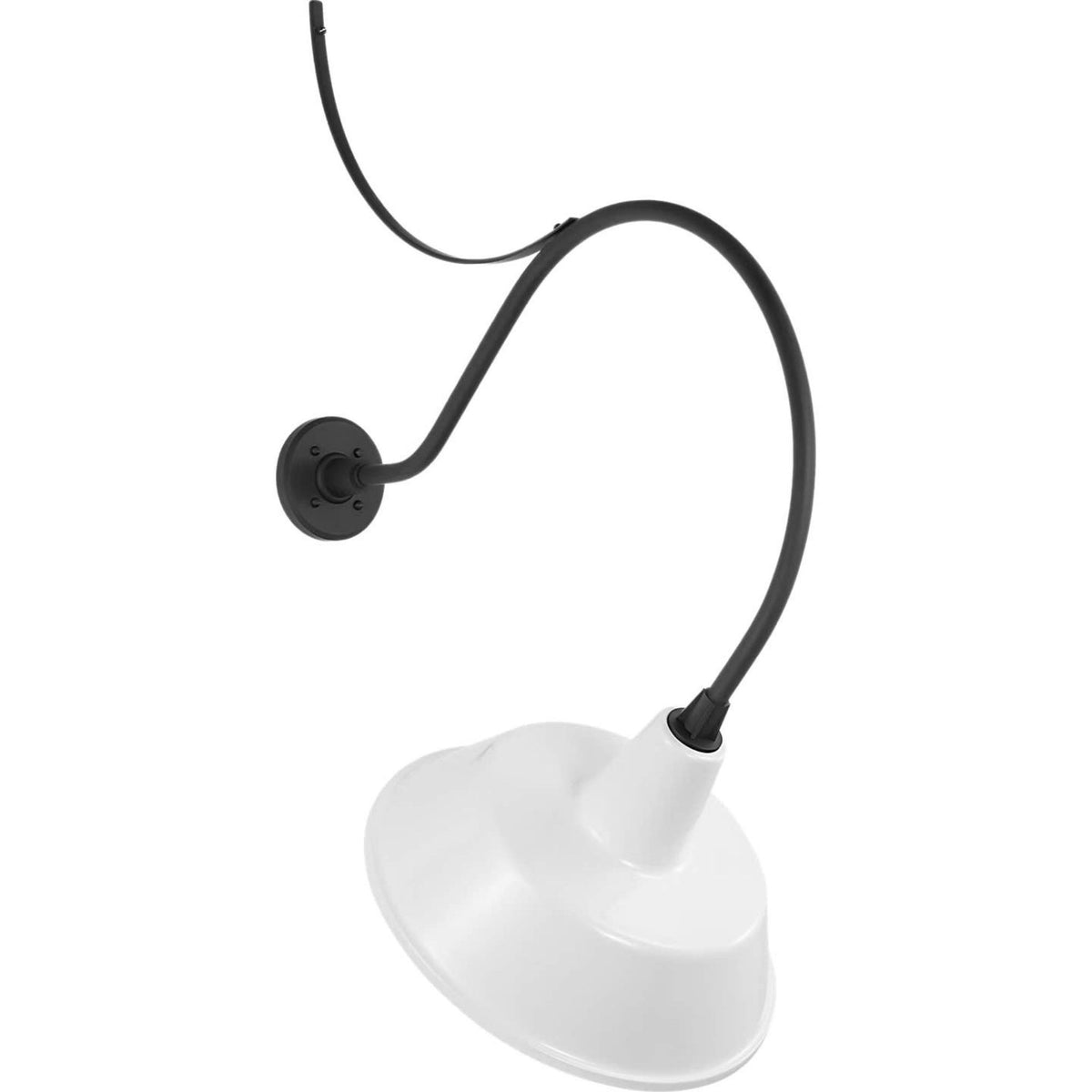 Thomas O'Brien Academy 26.5" Anchored Larrabee Barn Light in Matte Black with 16" White Bowers Shade W16" x H39.5" x E26.5"