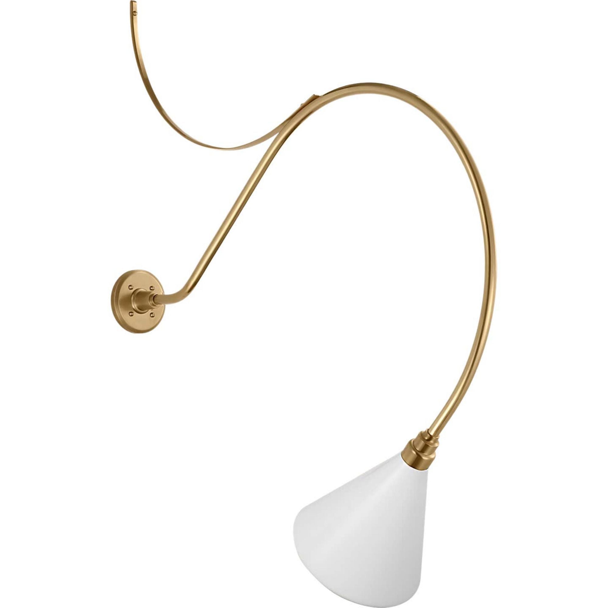Thomas O'Brien Academy 36" Anchored Larrabee Barn Light in Hand-Rubbed Antique Brass with 9" White Conical Savannah Shade W9" x H43.5" x E36"