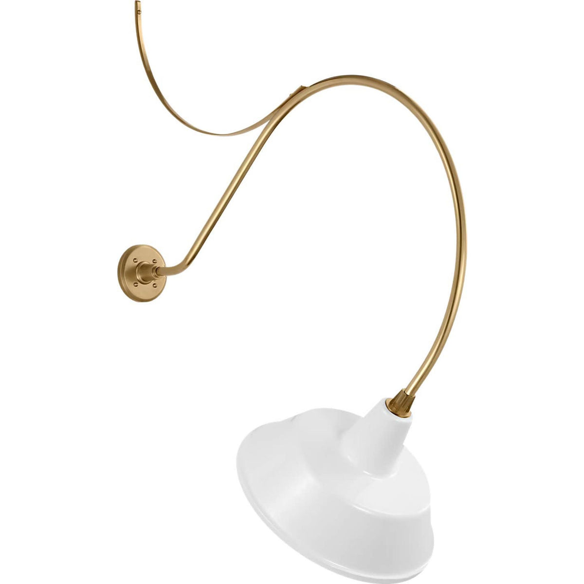 Thomas O'Brien Academy 36" Anchored Larrabee Barn Light in Hand-Rubbed Antique Brass with 16" White Bowers Shade W16" x H45.75" x E36"