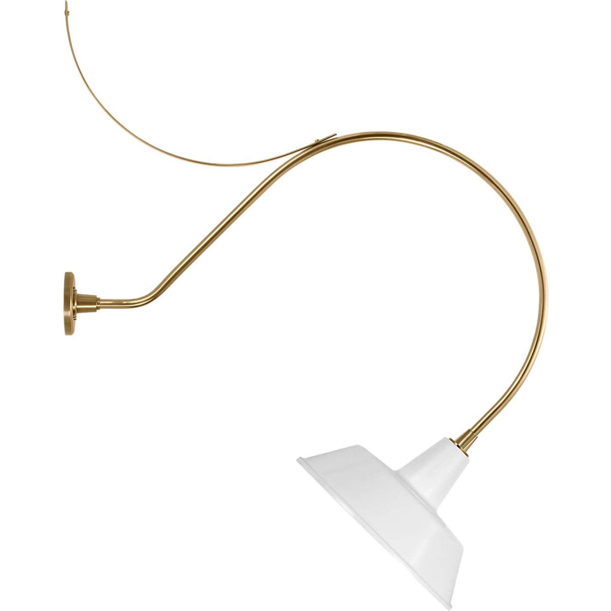 Thomas O'Brien Academy 36" Anchored Larrabee Barn Light in Hand-Rubbed Antique Brass with 16" White Bowers Shade W16" x H45.75" x E36"