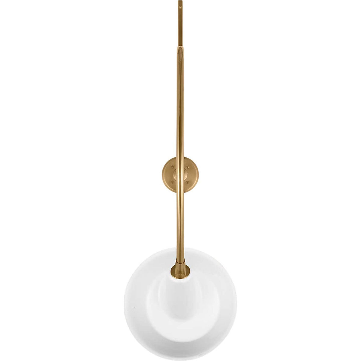 Thomas O'Brien Academy 36" Anchored Larrabee Barn Light in Hand-Rubbed Antique Brass with 12.5" White Tilted Bowers Shade W12.5" x H44.75" x E36"