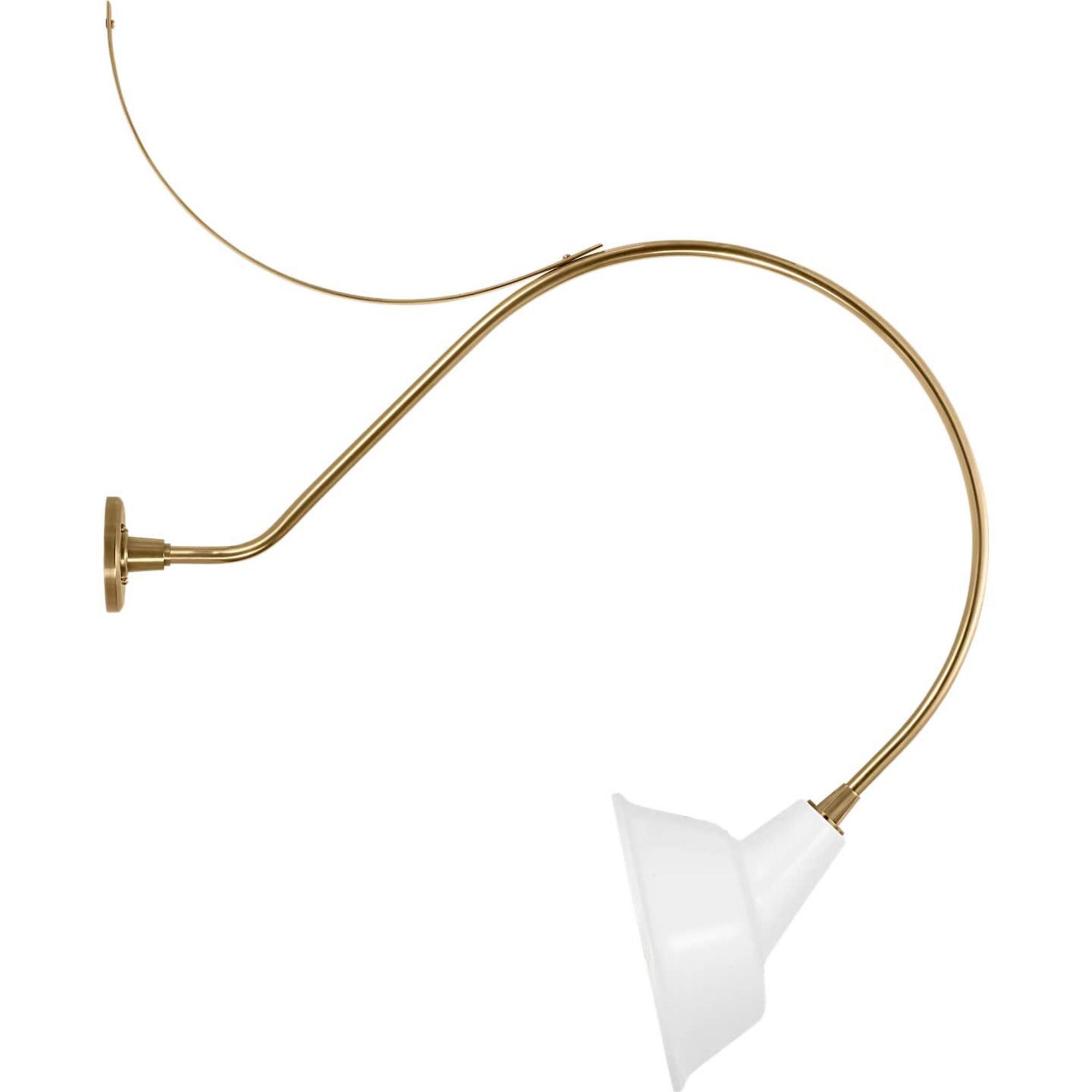 Thomas O'Brien Academy 36" Anchored Larrabee Barn Light in Hand-Rubbed Antique Brass with 12.5" White Tilted Bowers Shade W12.5" x H44.75" x E36"