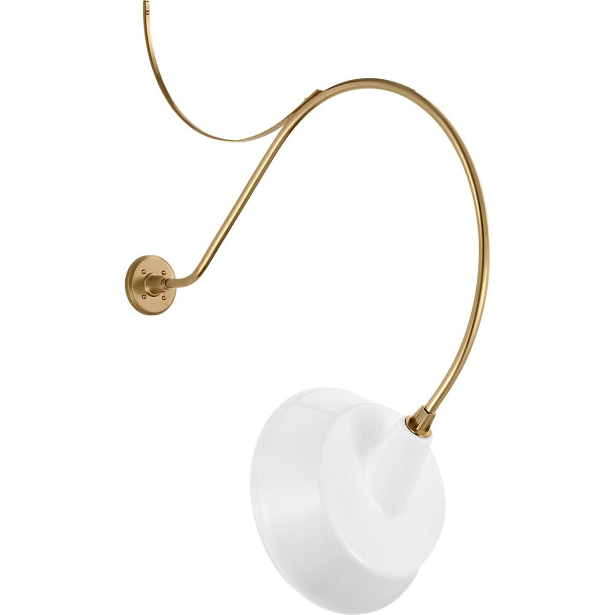 Thomas O'Brien Academy 36" Anchored Larrabee Barn Light in Hand-Rubbed Antique Brass with 16" White Tilted Bowers Shade W16" x H46.5" x E36"
