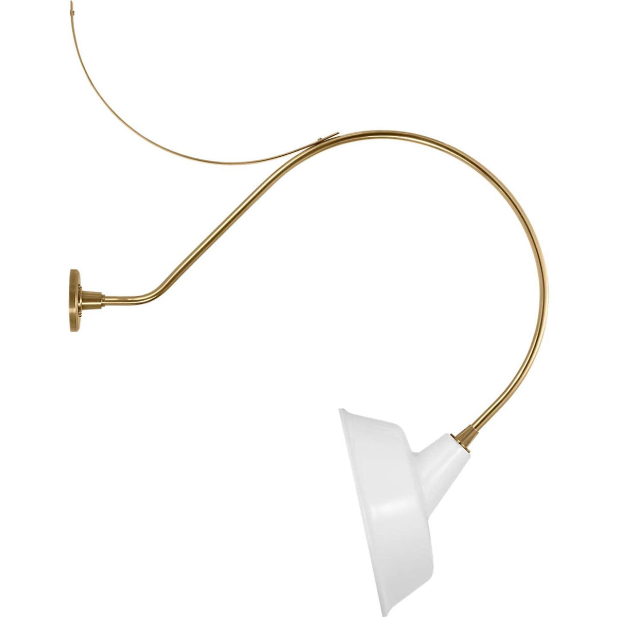 Thomas O'Brien Academy 36" Anchored Larrabee Barn Light in Hand-Rubbed Antique Brass with 16" White Tilted Bowers Shade W16" x H46.5" x E36"