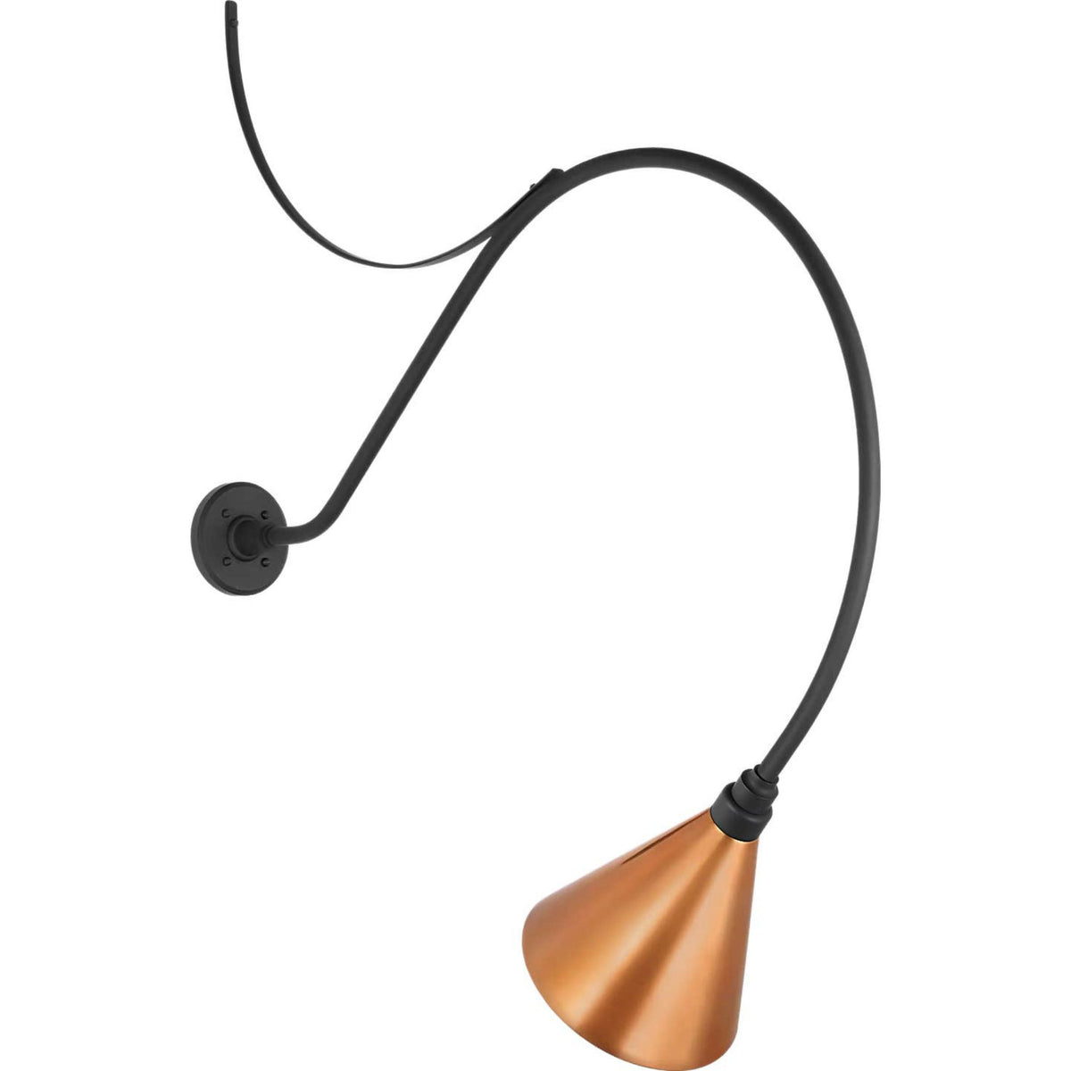 Thomas O'Brien Academy 36" Anchored Larrabee Barn Light in Matte Black with 9" Soft Copper Conical Savannah Shade W9" x H43.5" x E36"