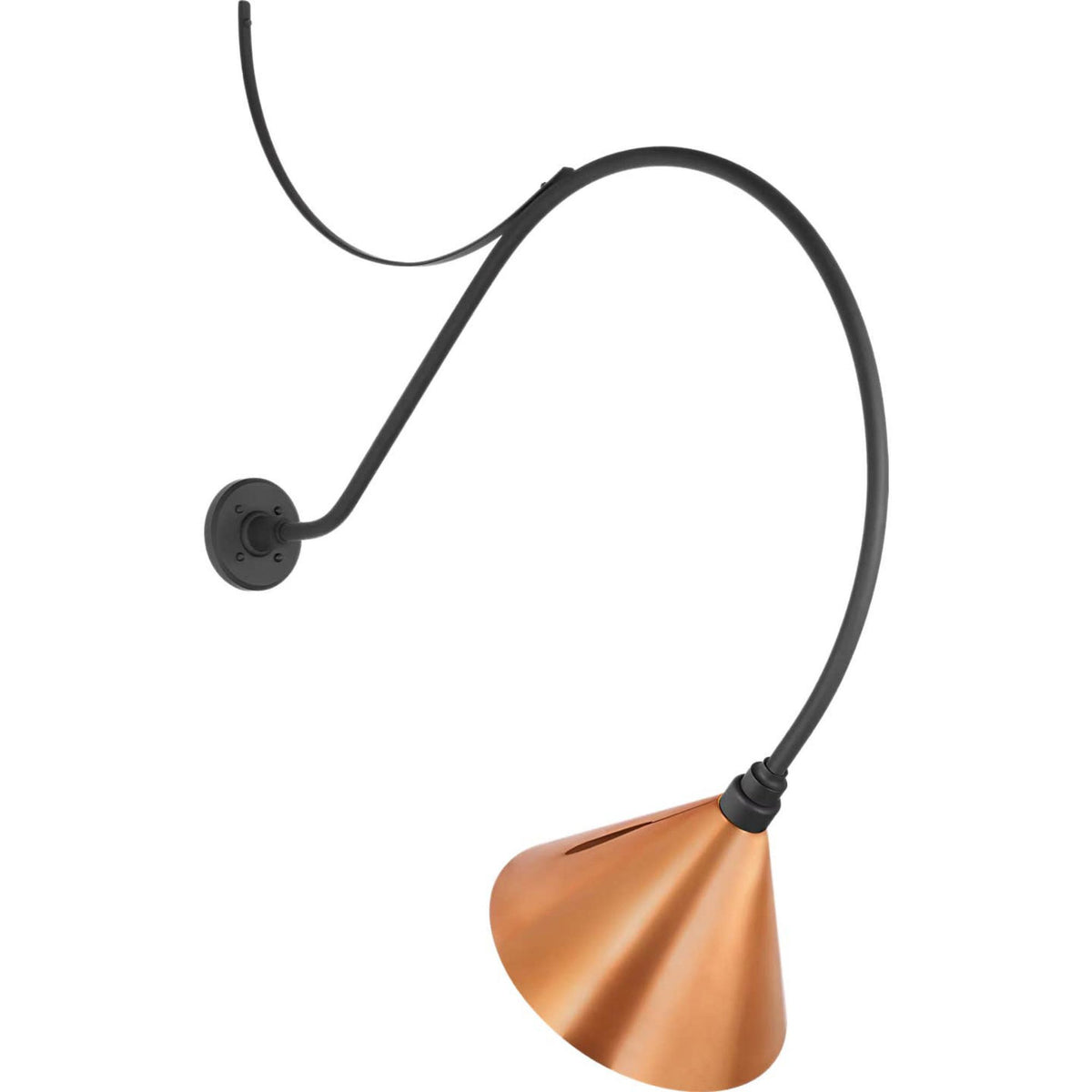 Thomas O'Brien Academy 36" Anchored Larrabee Barn Light in Matte Black with 12.5" Soft Copper Conical Savannah Shade W12.5" x H44.75" x E36"