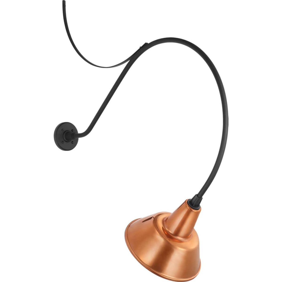 Thomas O'Brien Academy 36" Anchored Larrabee Barn Light in Matte Black with 12.5" Soft Copper Bowers Shade W12.5" x H44.75" x E36"