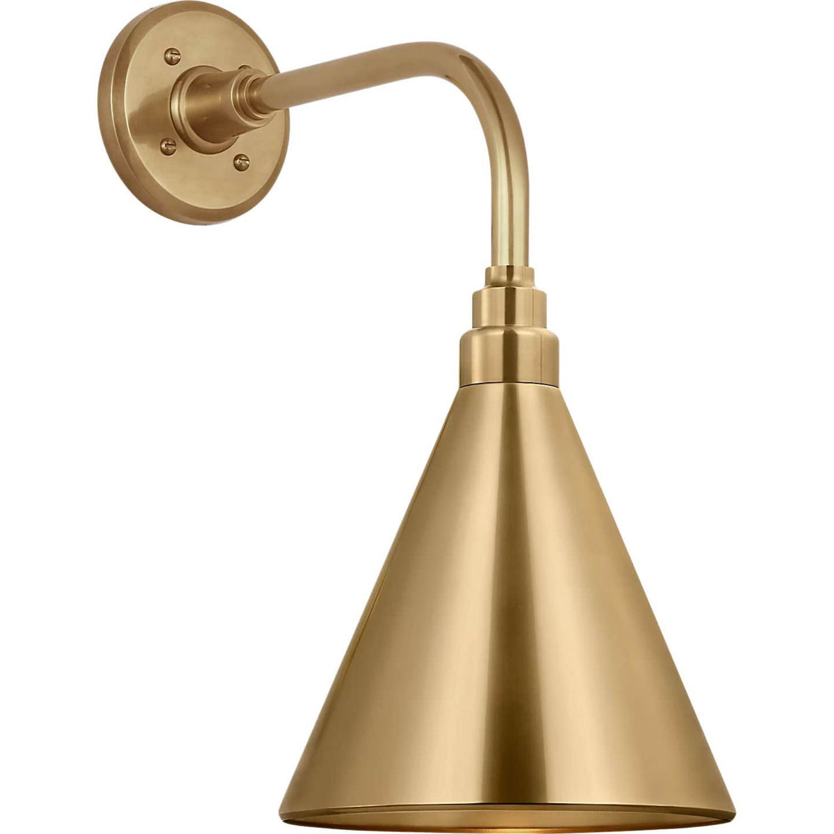 Thomas O'Brien Academy 11" Rex Barn Light in Hand-Rubbed Antique Brass with 9" Hand-Rubbed Antique Brass Conical Savannah Shade W9" x H17.75" x E15"