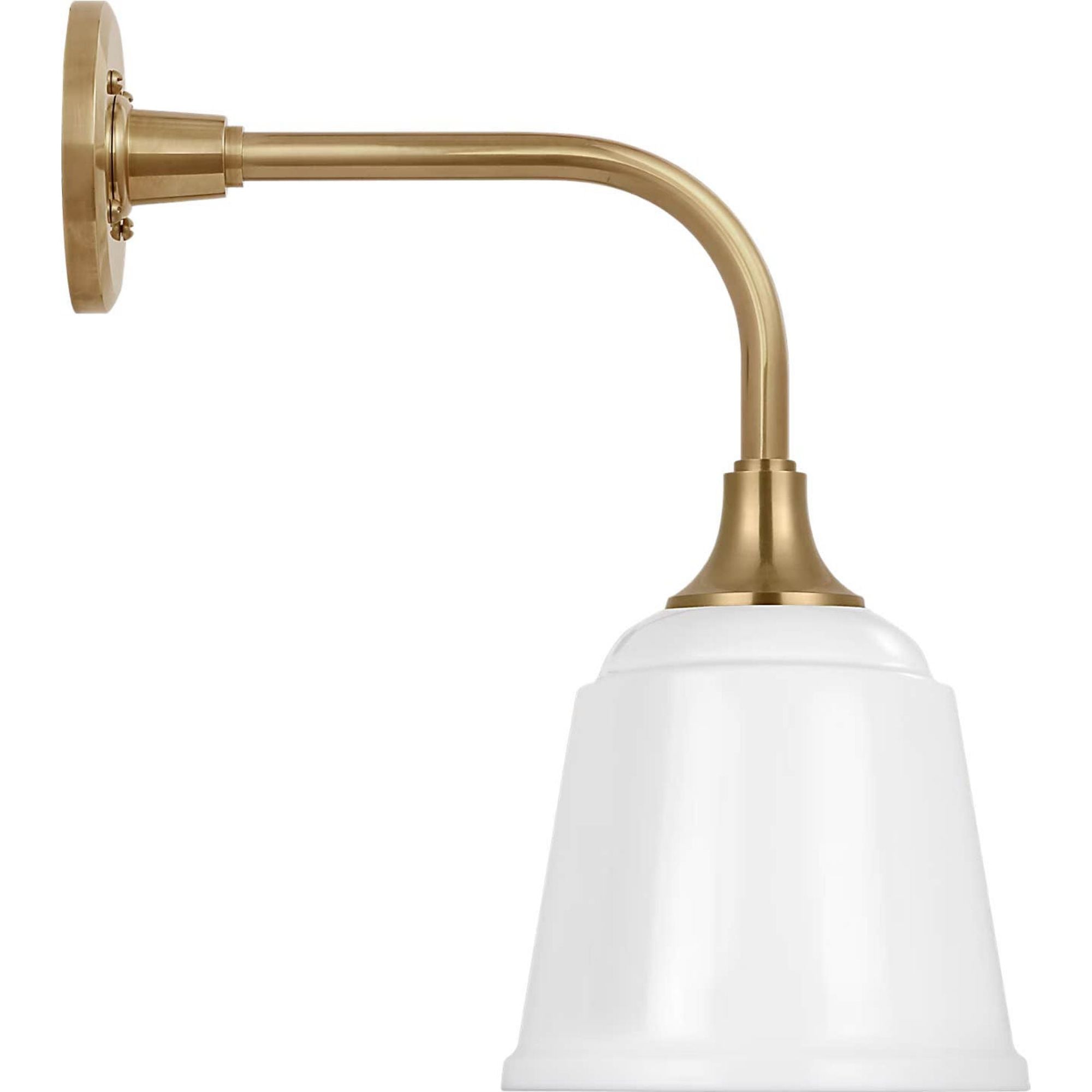 Thomas O'Brien Academy 11" Rex Barn Light in Hand-Rubbed Antique Brass with 8" White Rockhouse Shade W8" x H16.5" x E14.5"