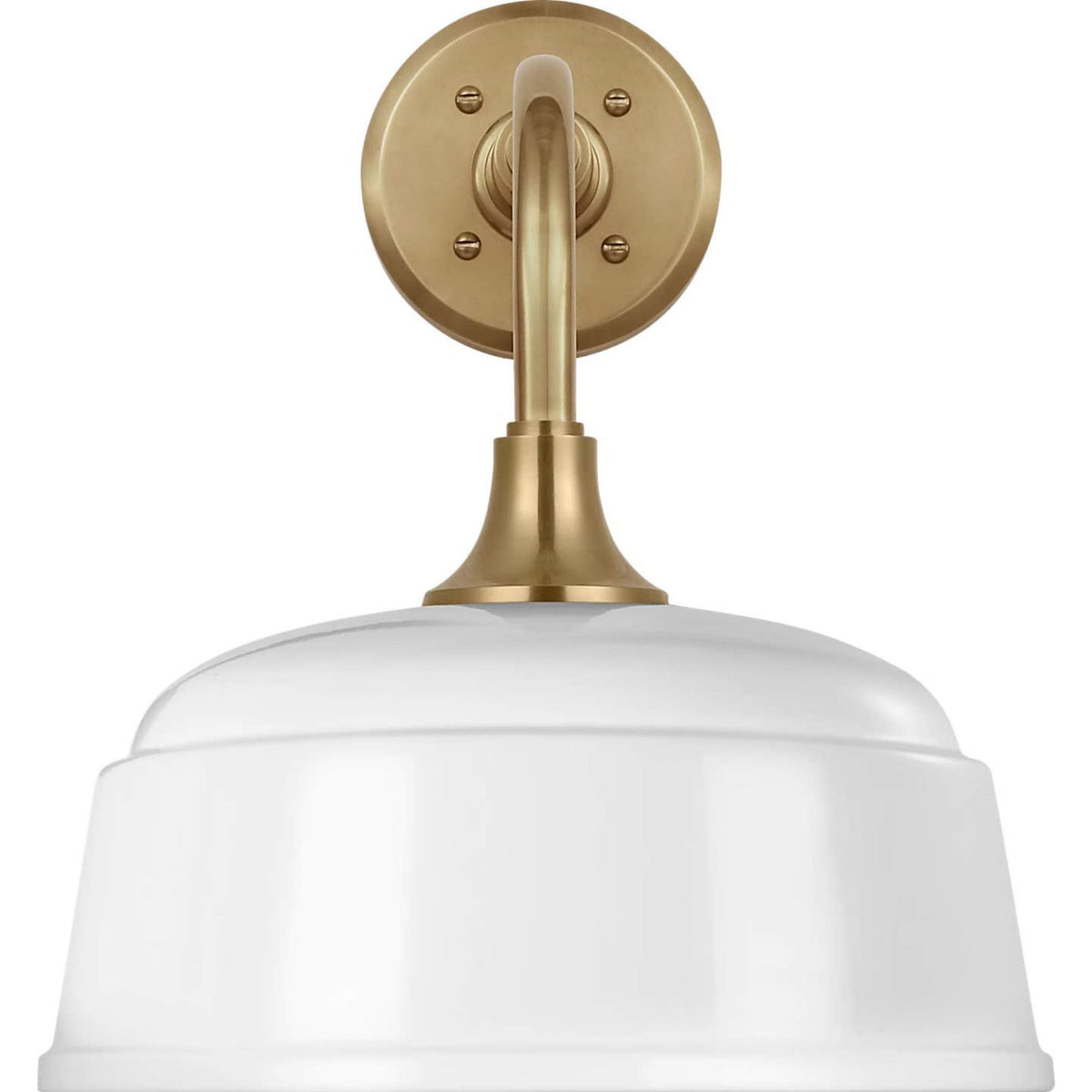 Thomas O'Brien Academy 11" Rex Barn Light in Hand-Rubbed Antique Brass with 12.5" White Rockhouse Shade W12.5" x H15.25" x E16.75"