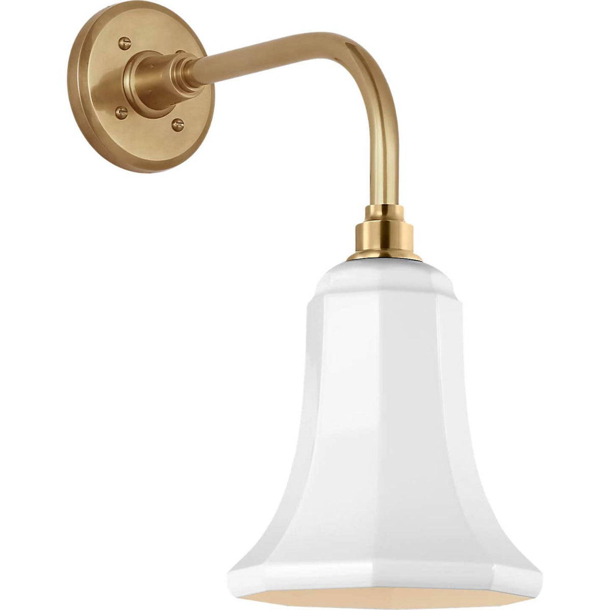 Thomas O'Brien Academy 11" Rex Barn Light in Hand-Rubbed Antique Brass with 7.5" White Savannah Shade W7.5" x H17" x E14.25"