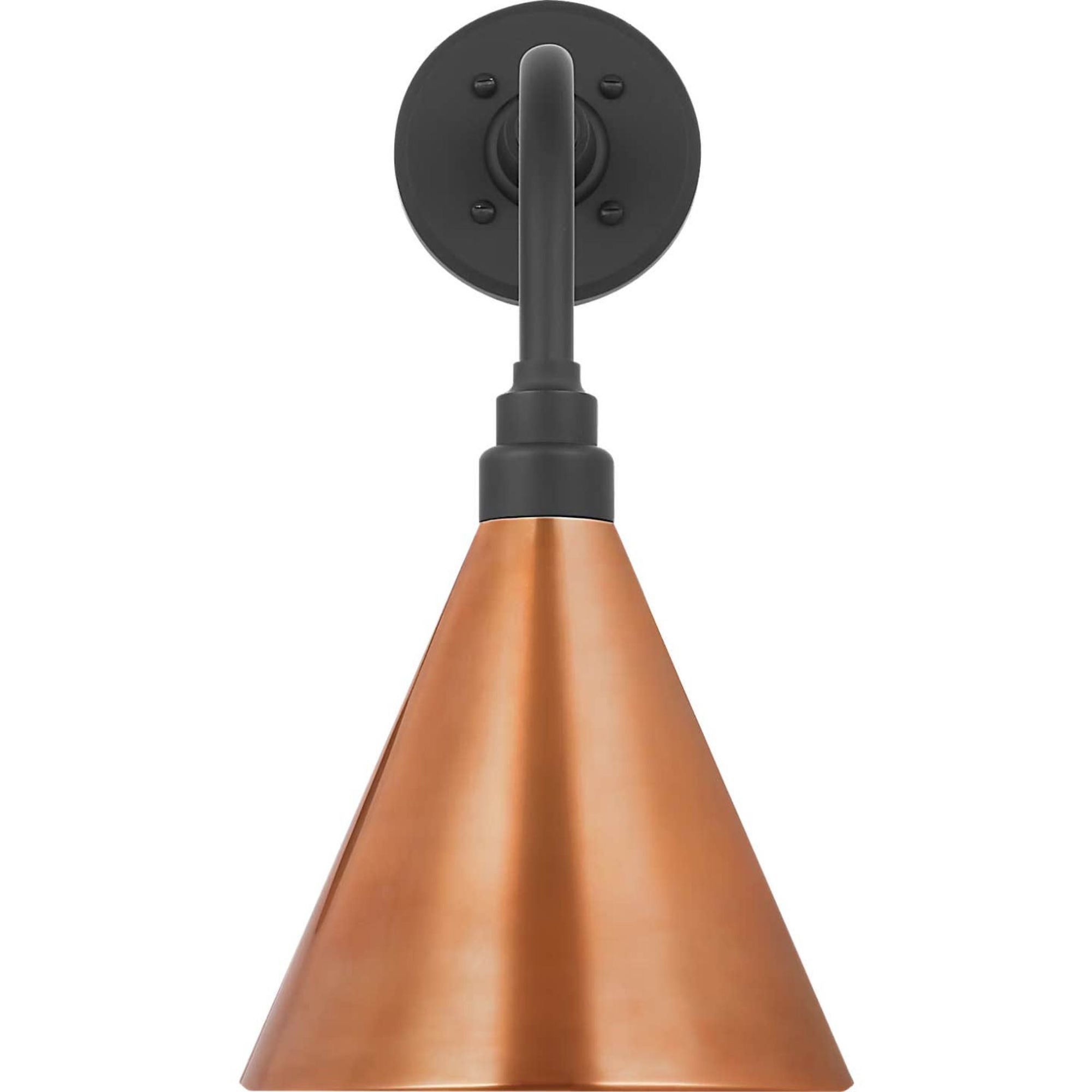 Thomas O'Brien Academy 11" Rex Barn Light in Matte Black with 9" Soft Copper Conical Savannah Shade W9" x H17.75" x E15"