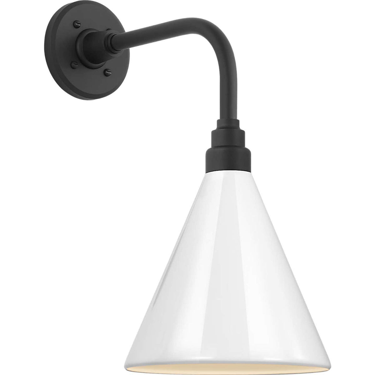 Thomas O'Brien Academy 11" Rex Barn Light in Matte Black with 9" White Conical Savannah Shade W9" x H17.75" x E15"