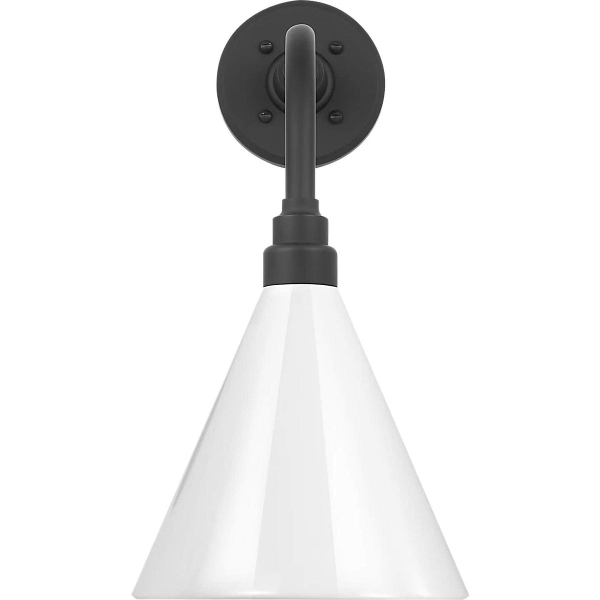 Thomas O'Brien Academy 11" Rex Barn Light in Matte Black with 9" White Conical Savannah Shade W9" x H17.75" x E15"