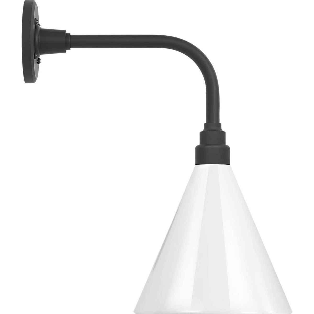 Thomas O'Brien Academy 11" Rex Barn Light in Matte Black with 9" White Conical Savannah Shade W9" x H17.75" x E15"