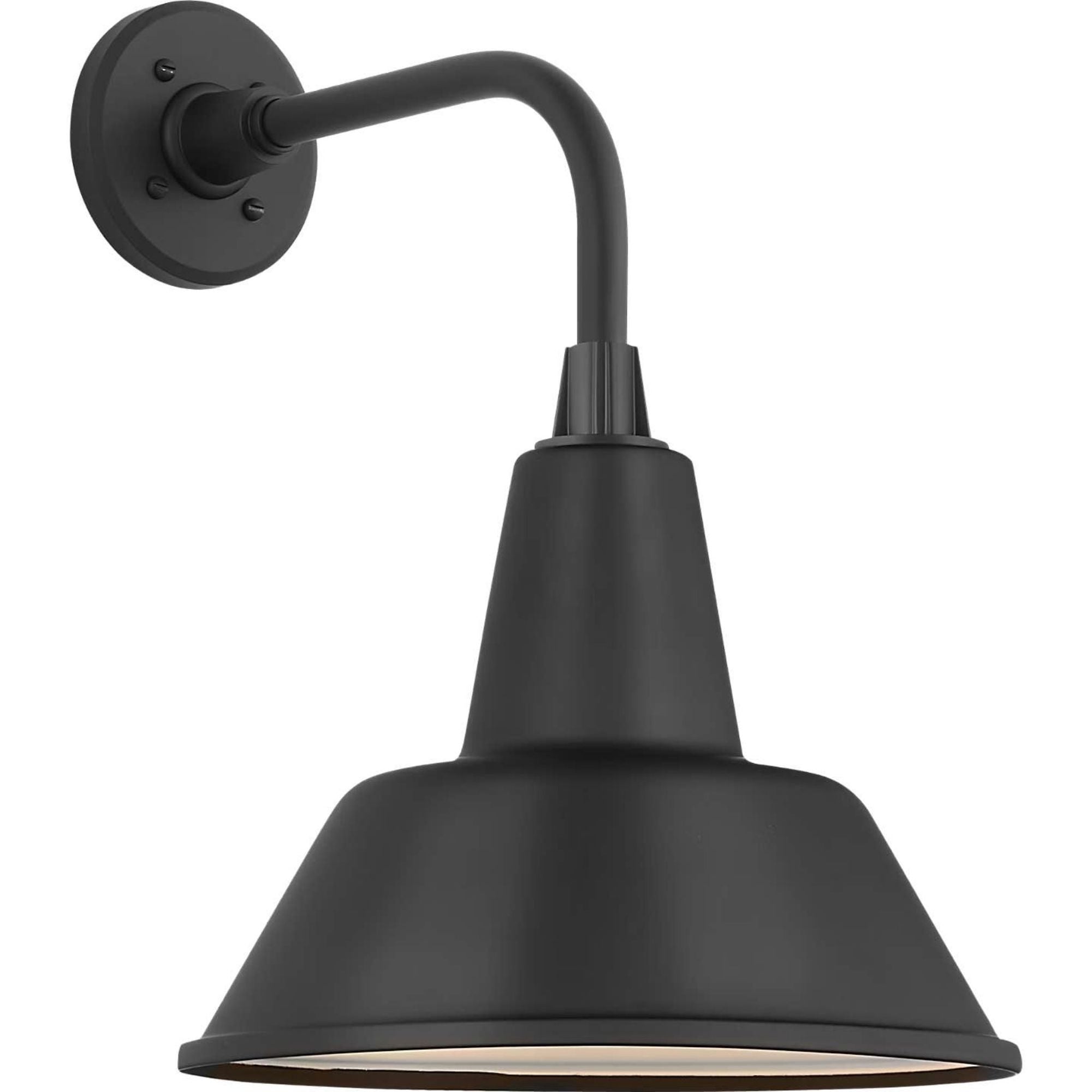 Thomas O'Brien Academy 11" Rex Barn Light in Matte Black with 12.5" Matte Black Bowers Shade W12.5" x H17.75" x E16.75"