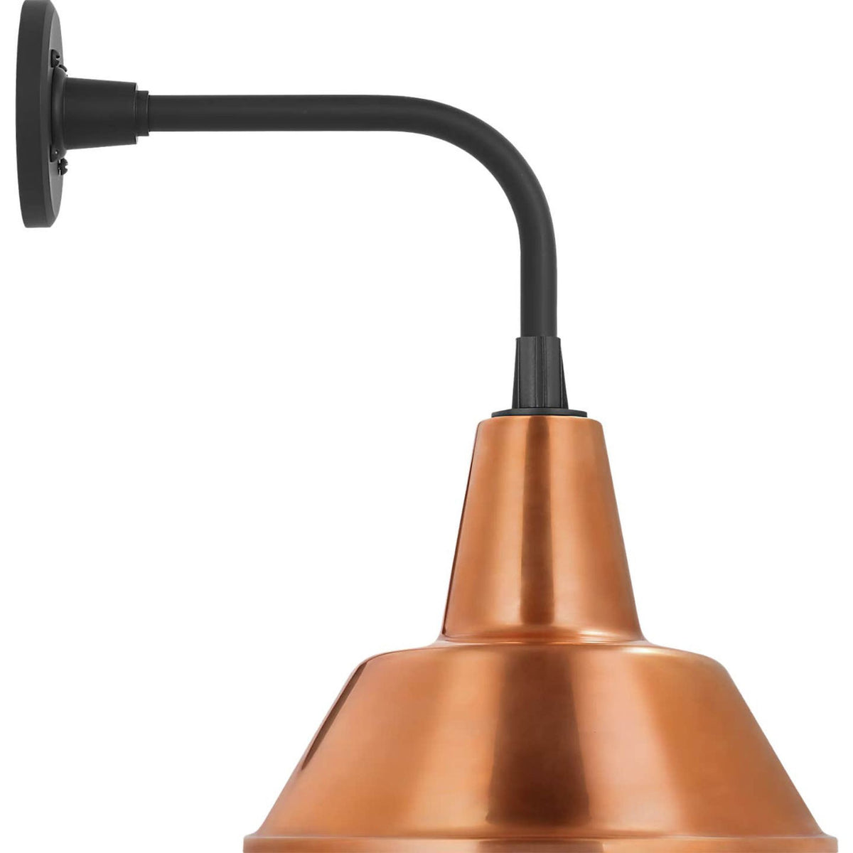 Thomas O'Brien Academy 11" Rex Barn Light in Matte Black with 12.5" Soft Copper Bowers Shade W12.5" x H17.75" x E16.75"