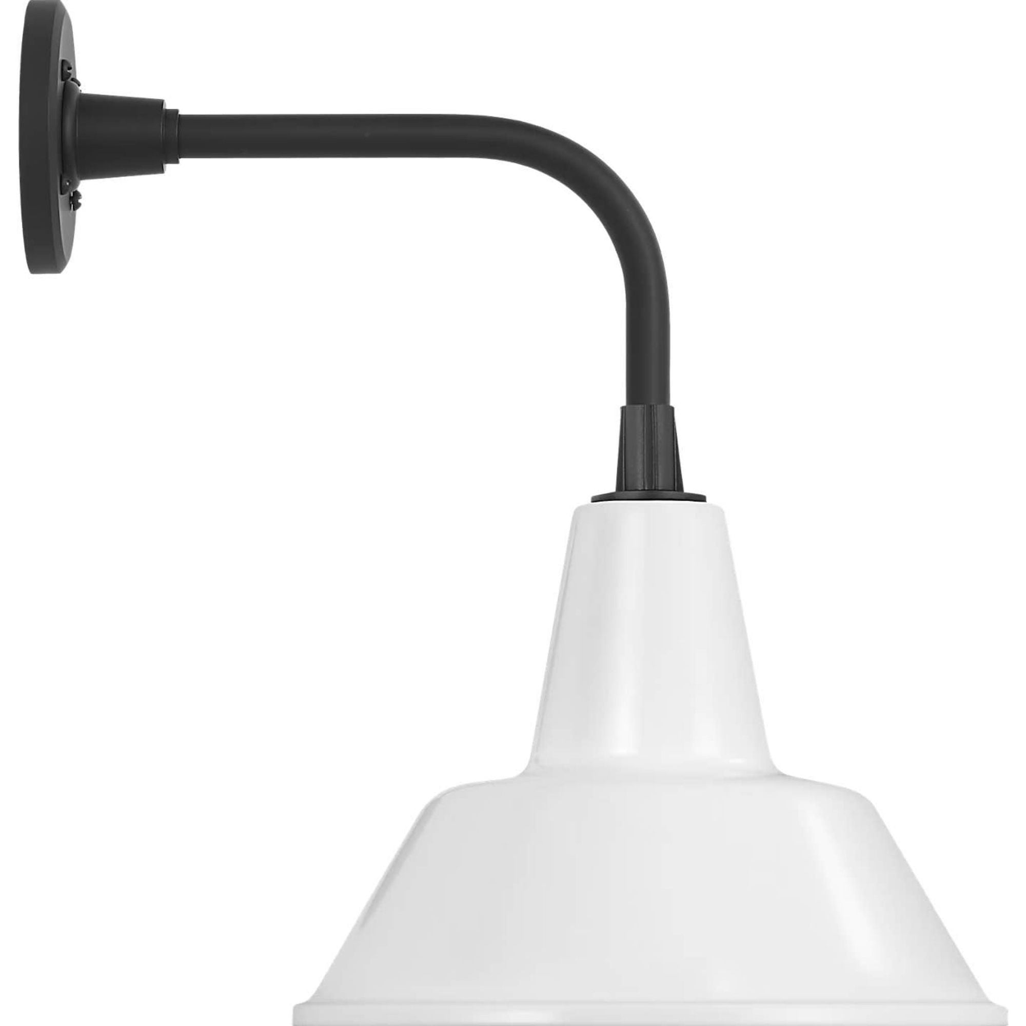 Thomas O'Brien Academy 11" Rex Barn Light in Matte Black with 12.5" White Bowers Shade W12.5" x H17.75" x E16.75"