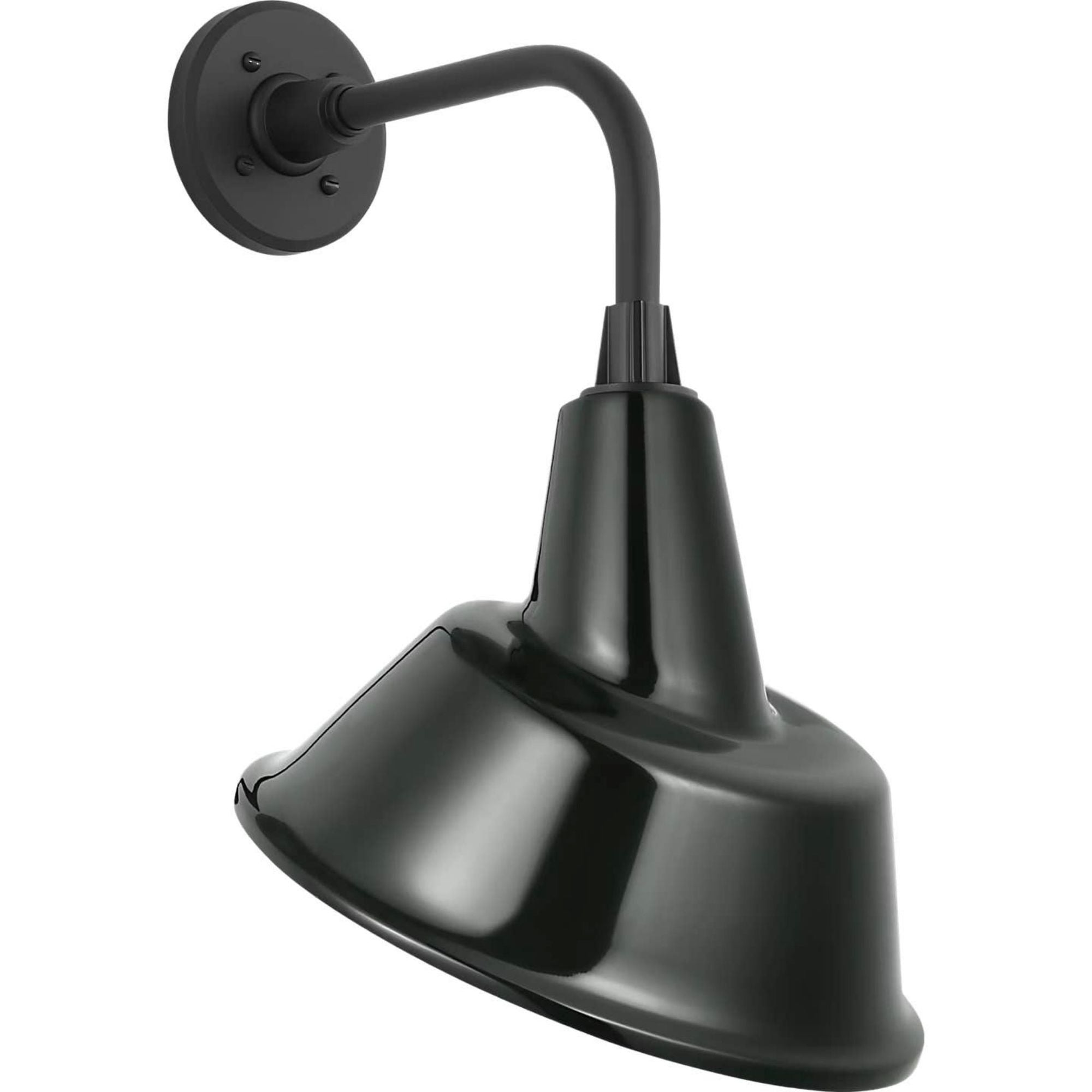 Thomas O'Brien Academy 11" Rex Barn Light in Matte Black with 12.5" Green Tilted Bowers Shade W12.5" x H20.75" x E14"