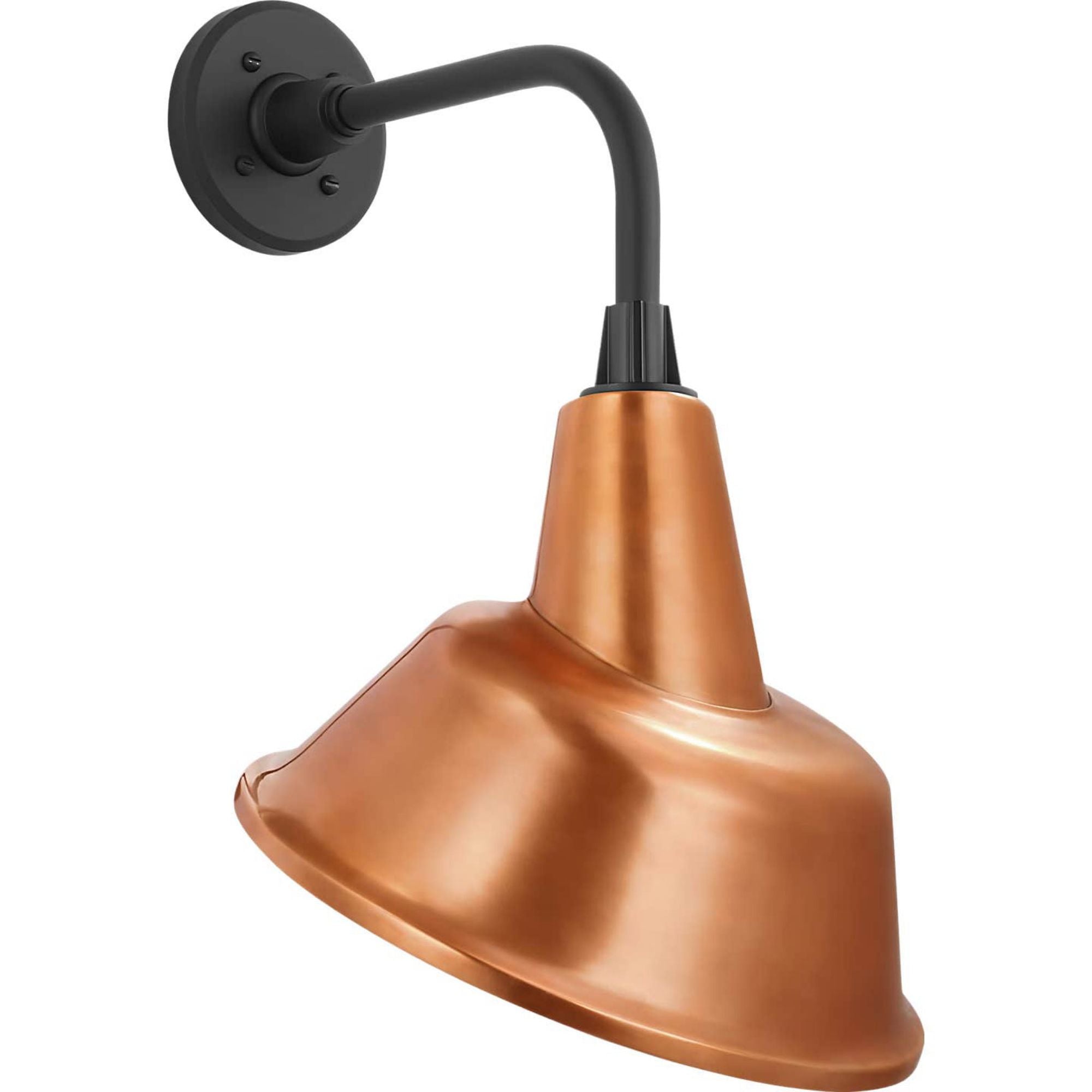 Thomas O'Brien Academy 11" Rex Barn Light in Matte Black with 12.5" Soft Copper Tilted Bowers Shade W12.5" x H20.75" x E14"