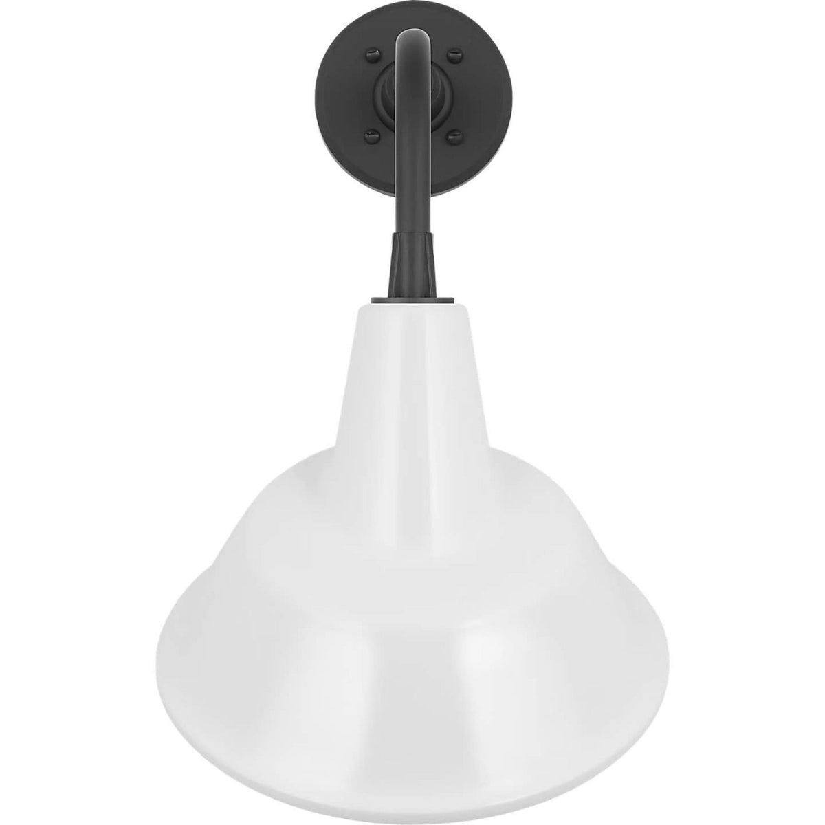 Thomas O'Brien Academy 11" Rex Barn Light in Matte Black with 12.5" White Tilted Bowers Shade W12.5" x H20.75" x E14"