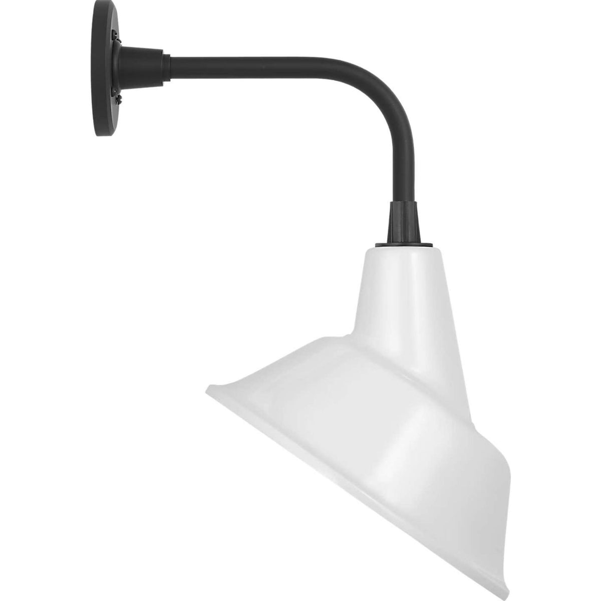 Thomas O'Brien Academy 11" Rex Barn Light in Matte Black with 12.5" White Tilted Bowers Shade W12.5" x H20.75" x E14"