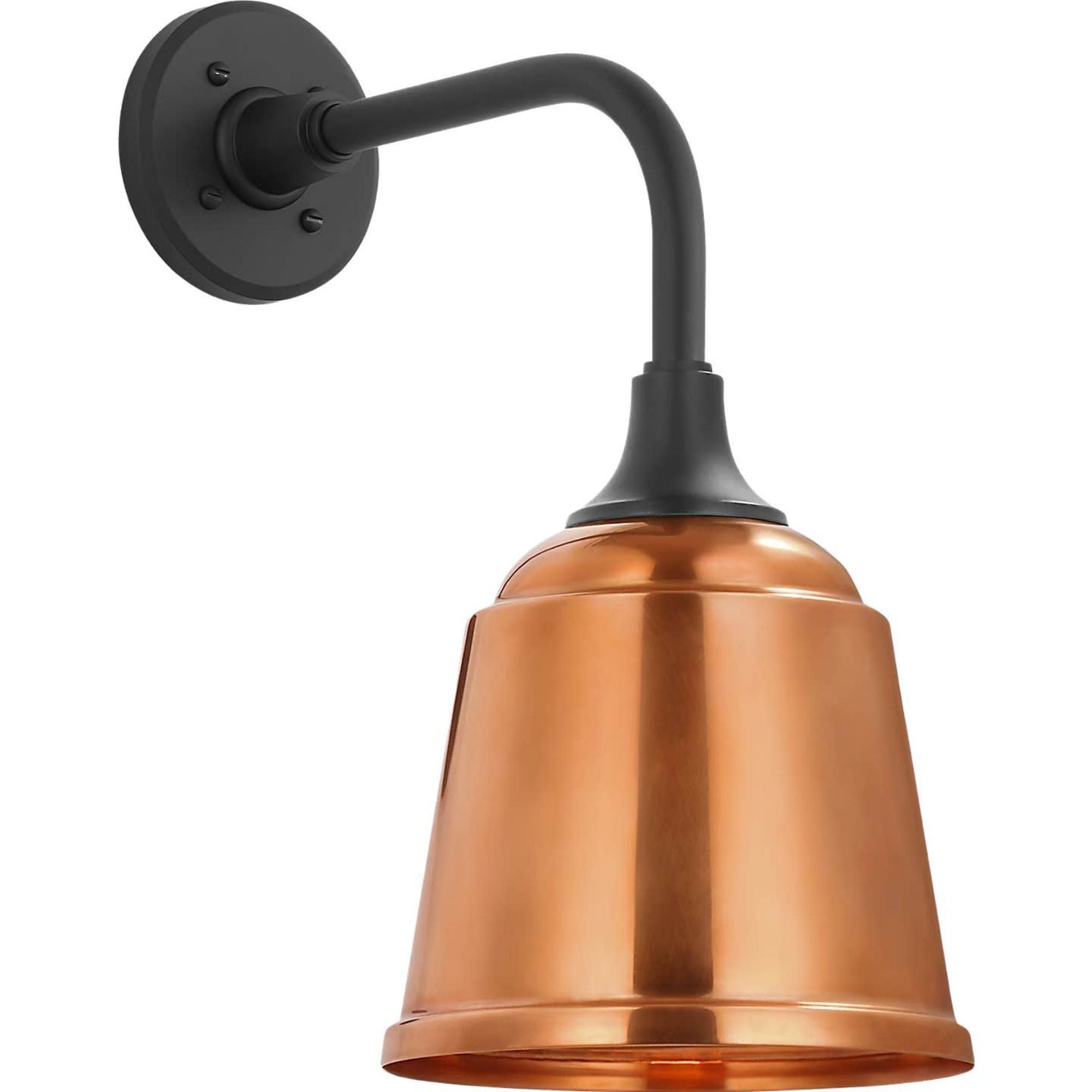 Thomas O'Brien Academy 11" Rex Barn Light in Matte Black with 8" Soft Copper Rockhouse Shade W8" x H16.5" x E14.5"