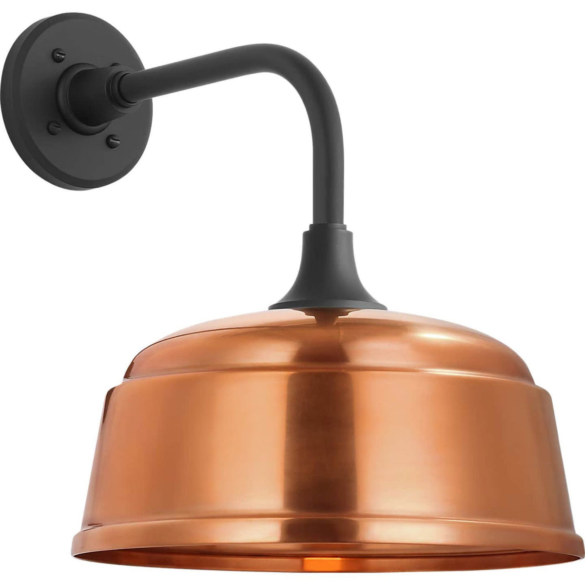 Thomas O'Brien Academy 11" Rex Barn Light in Matte Black with 12.5" Soft Copper Rockhouse Shade W12.5" x H15.25" x E16.75"
