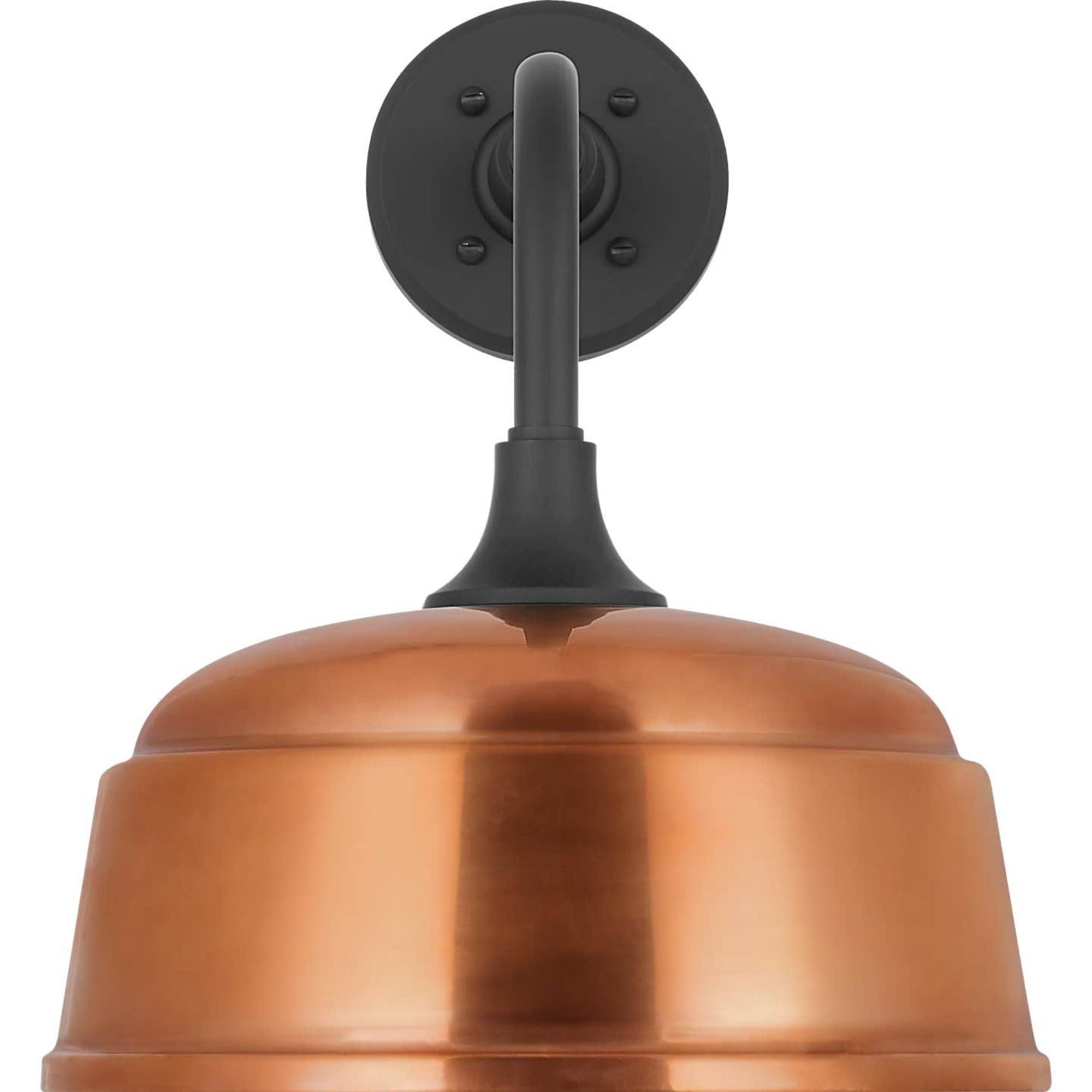 Thomas O'Brien Academy 11" Rex Barn Light in Matte Black with 12.5" Soft Copper Rockhouse Shade W12.5" x H15.25" x E16.75"