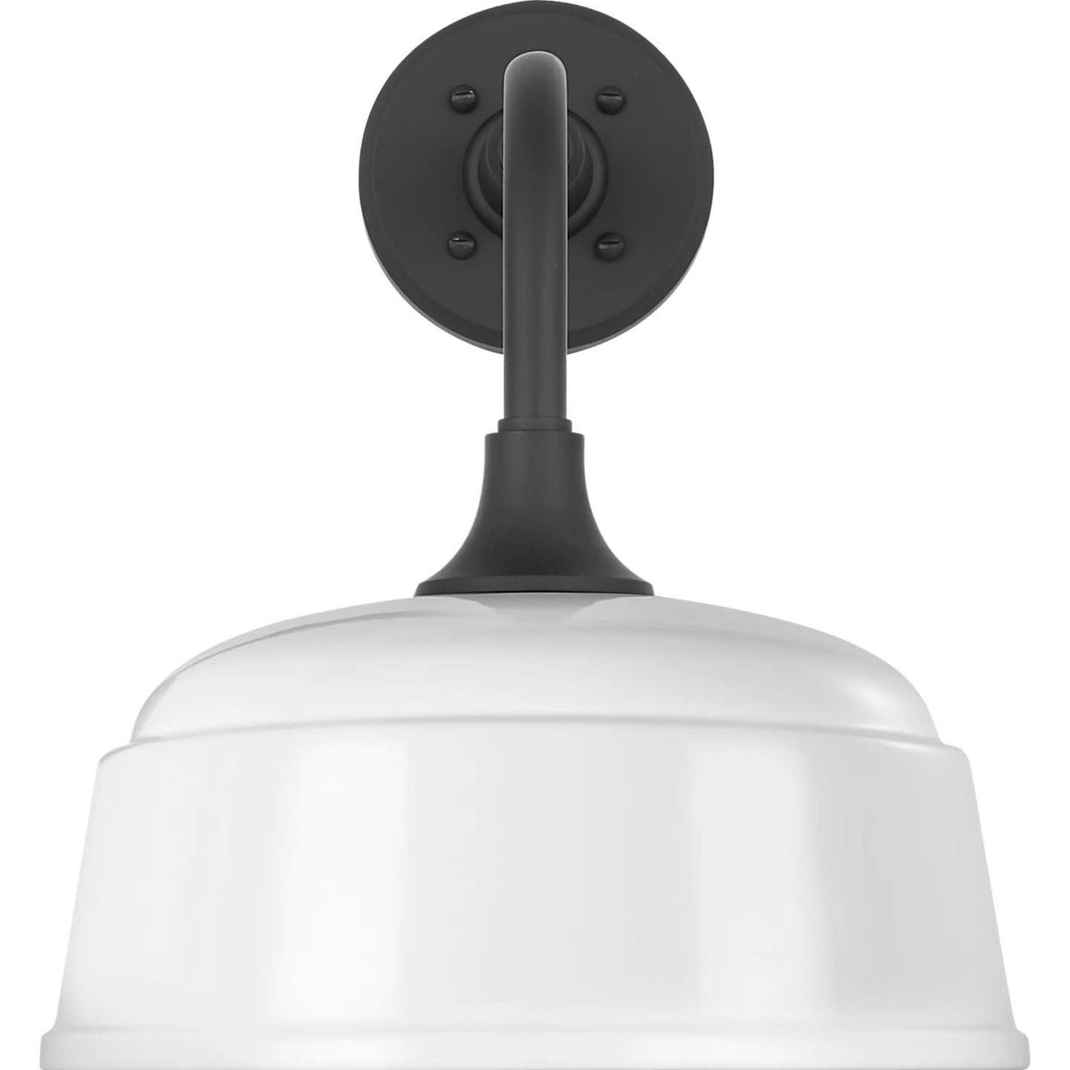 Thomas O'Brien Academy 11" Rex Barn Light in Matte Black with 12.5" White Rockhouse Shade W12.5" x H15.25" x E16.75"