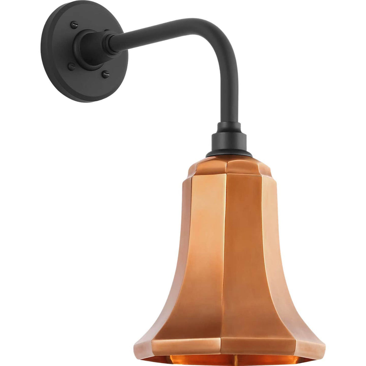 Thomas O'Brien Academy 11" Rex Barn Light in Matte Black with 7.5" Soft Copper Savannah Shade W7.5" x H17" x E14.25"