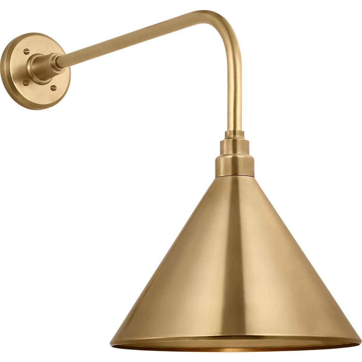 Thomas O'Brien Academy 20" Rex Barn Light in Hand-Rubbed Antique Brass with 12.5" Conical Savannah Shade W12.5" x H19.75" x E26.25"