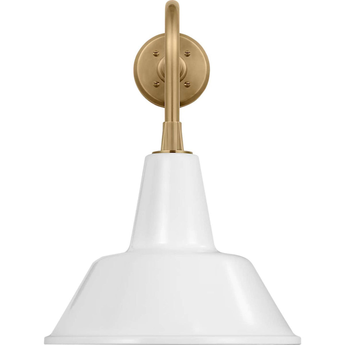 Thomas O'Brien Academy 20" Rex Barn Light in Hand-Rubbed Antique Brass with 12.5" White Bowers Shade W12.5" x H19.5" x E26.25"