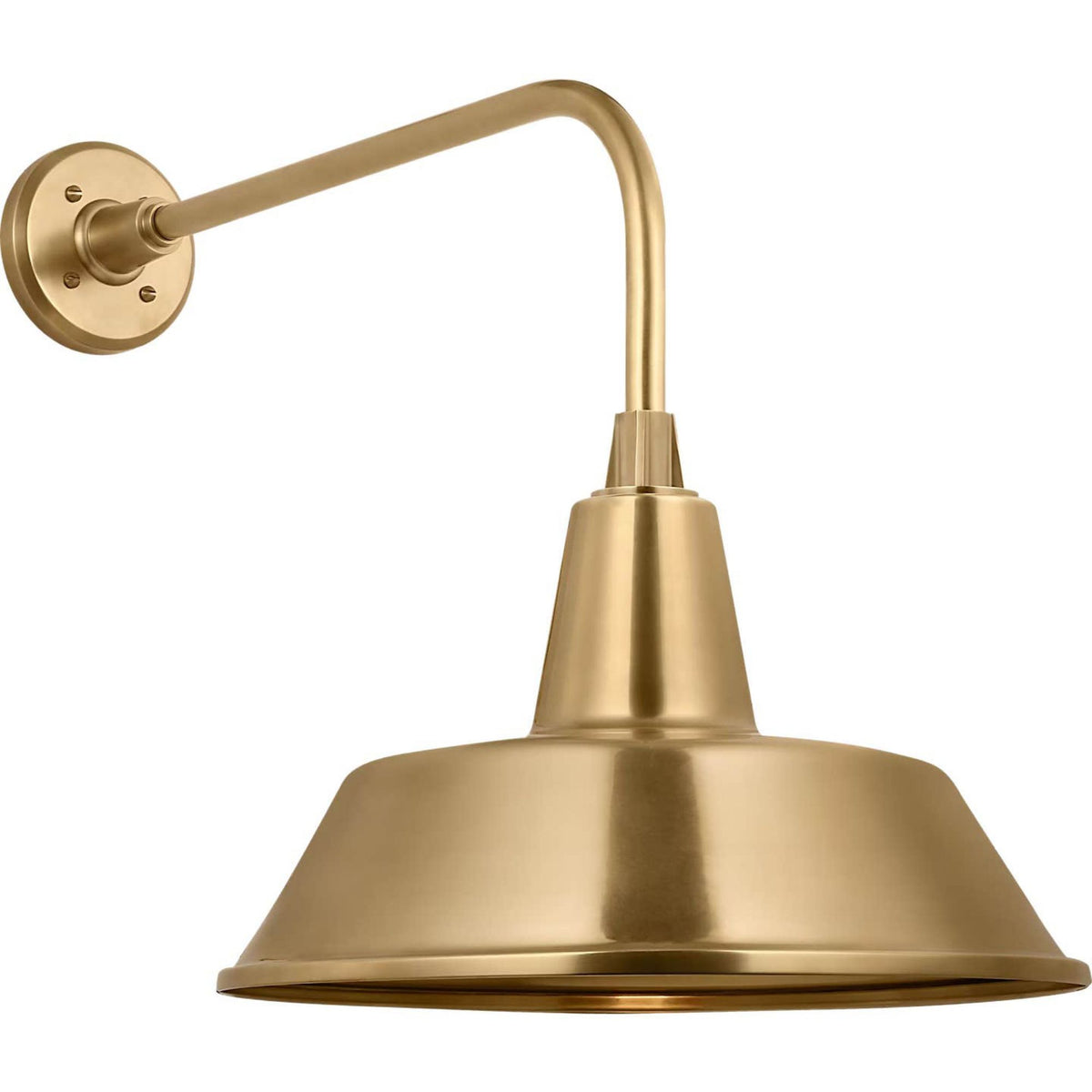 Thomas O'Brien Academy 20" Rex Barn Light in Hand-Rubbed Antique Brass with 16" Bowers Shade W16" x H19.5" x E28"