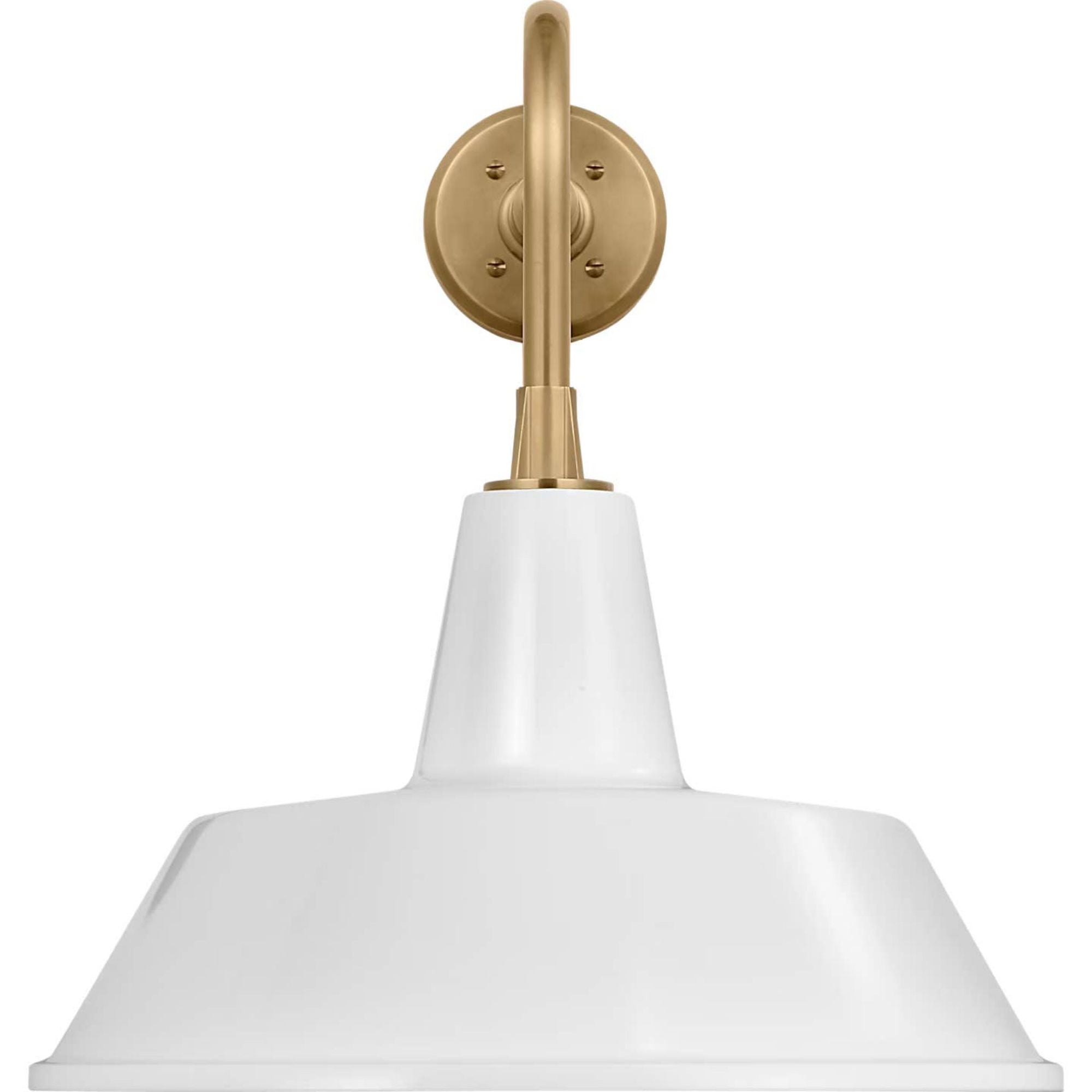 Thomas O'Brien Academy 20" Rex Barn Light in Hand-Rubbed Antique Brass with 16" White Bowers Shade W16" x H19.5" x E28"