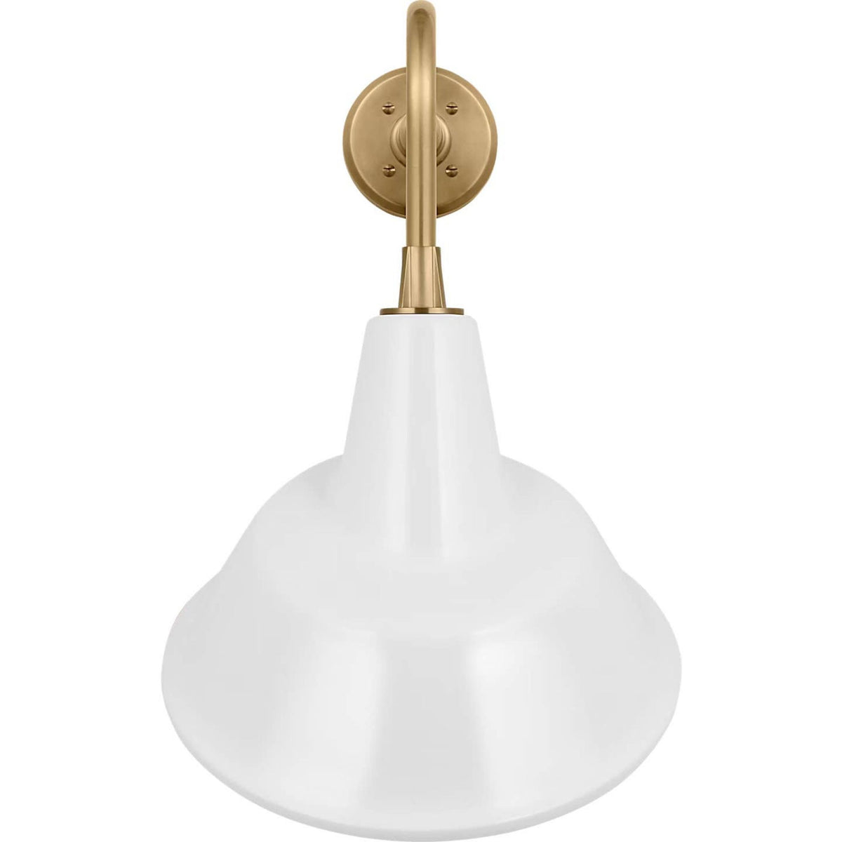 Thomas O'Brien Academy 20" Rex Barn Light in Hand-Rubbed Antique Brass with 12.5" White Tilted Bowers Shade W12.5" x H22.5" x E23.5"