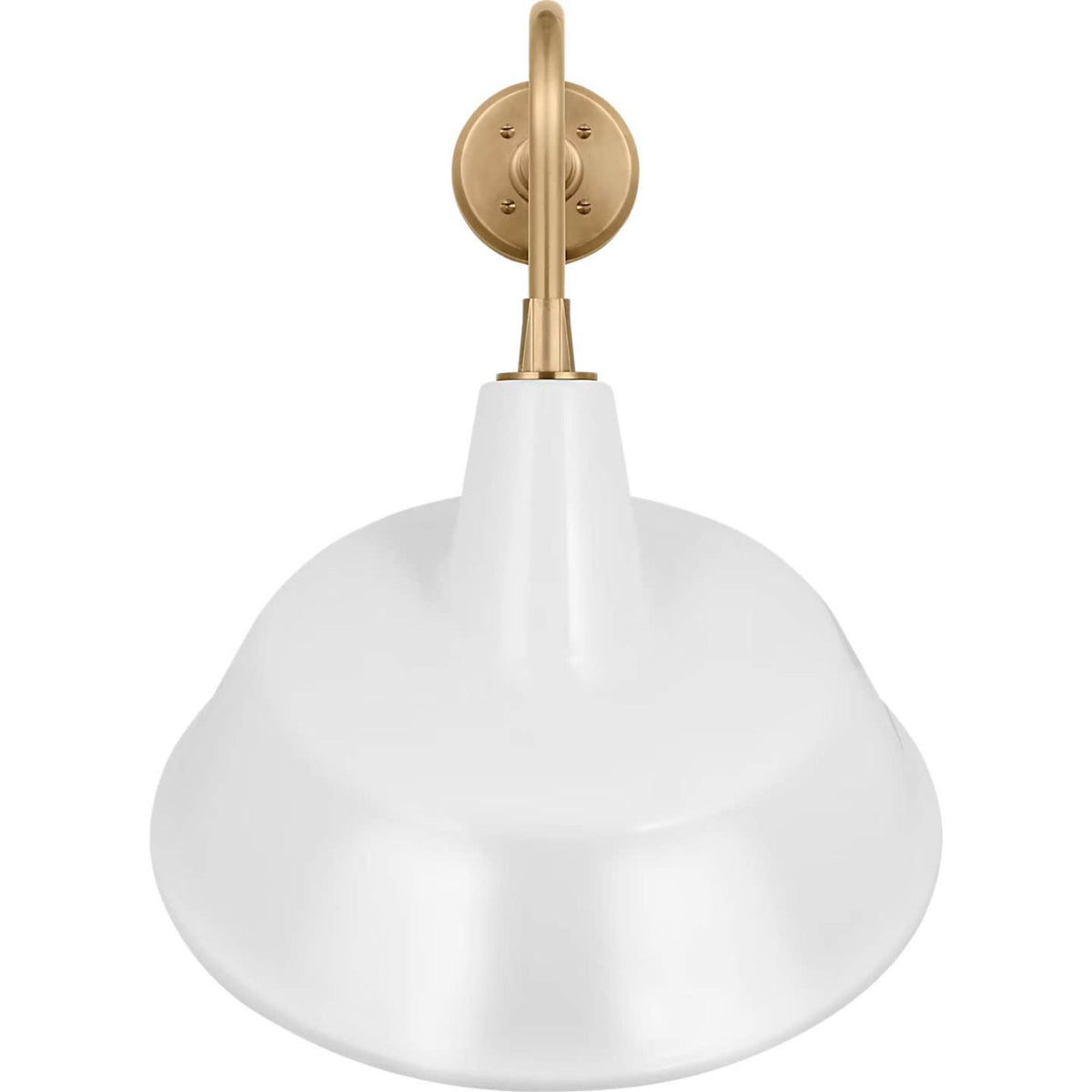 Thomas O'Brien Academy 20" Rex Barn Light in Hand-Rubbed Antique Brass with 16" White Tilted Bowers Shade W16" x H23.5" x E25"