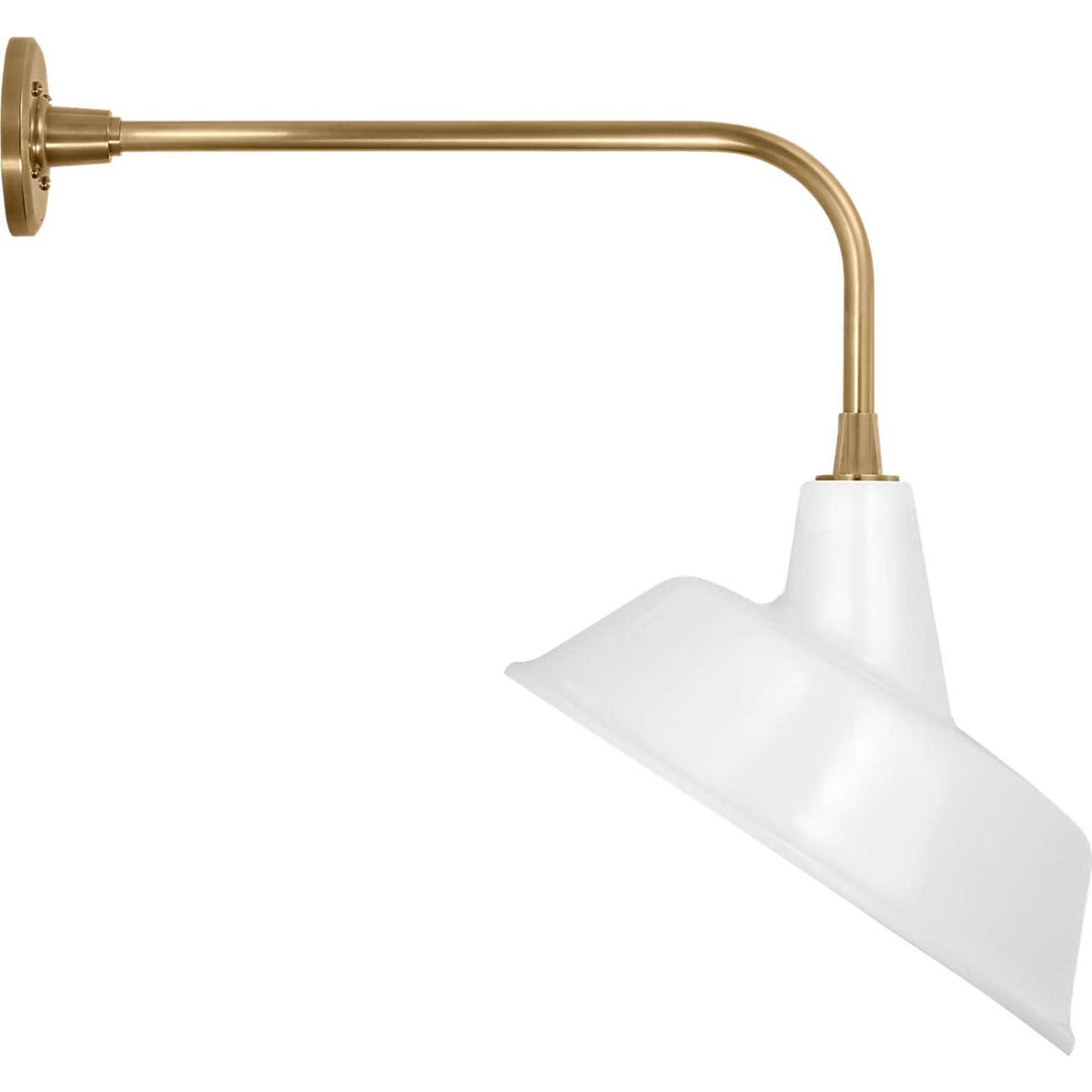 Thomas O'Brien Academy 20" Rex Barn Light in Hand-Rubbed Antique Brass with 16" White Tilted Bowers Shade W16" x H23.5" x E25"