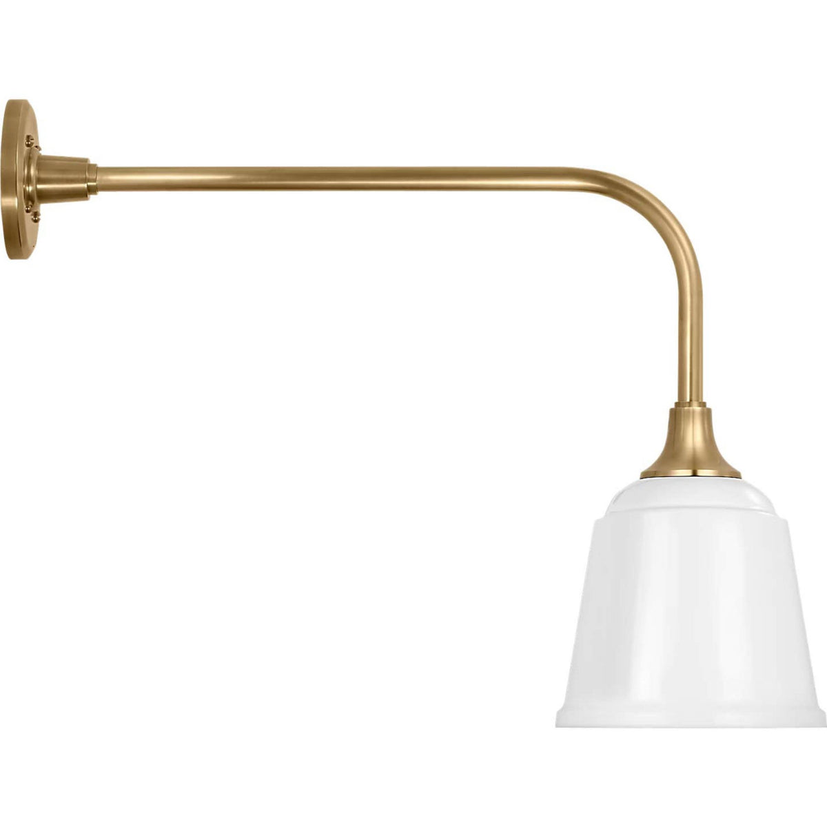 Thomas O'Brien Academy 20" Rex Barn Light in Hand-Rubbed Antique Brass with 8" White Rockhouse Shade W8" x H18.5" x E24"