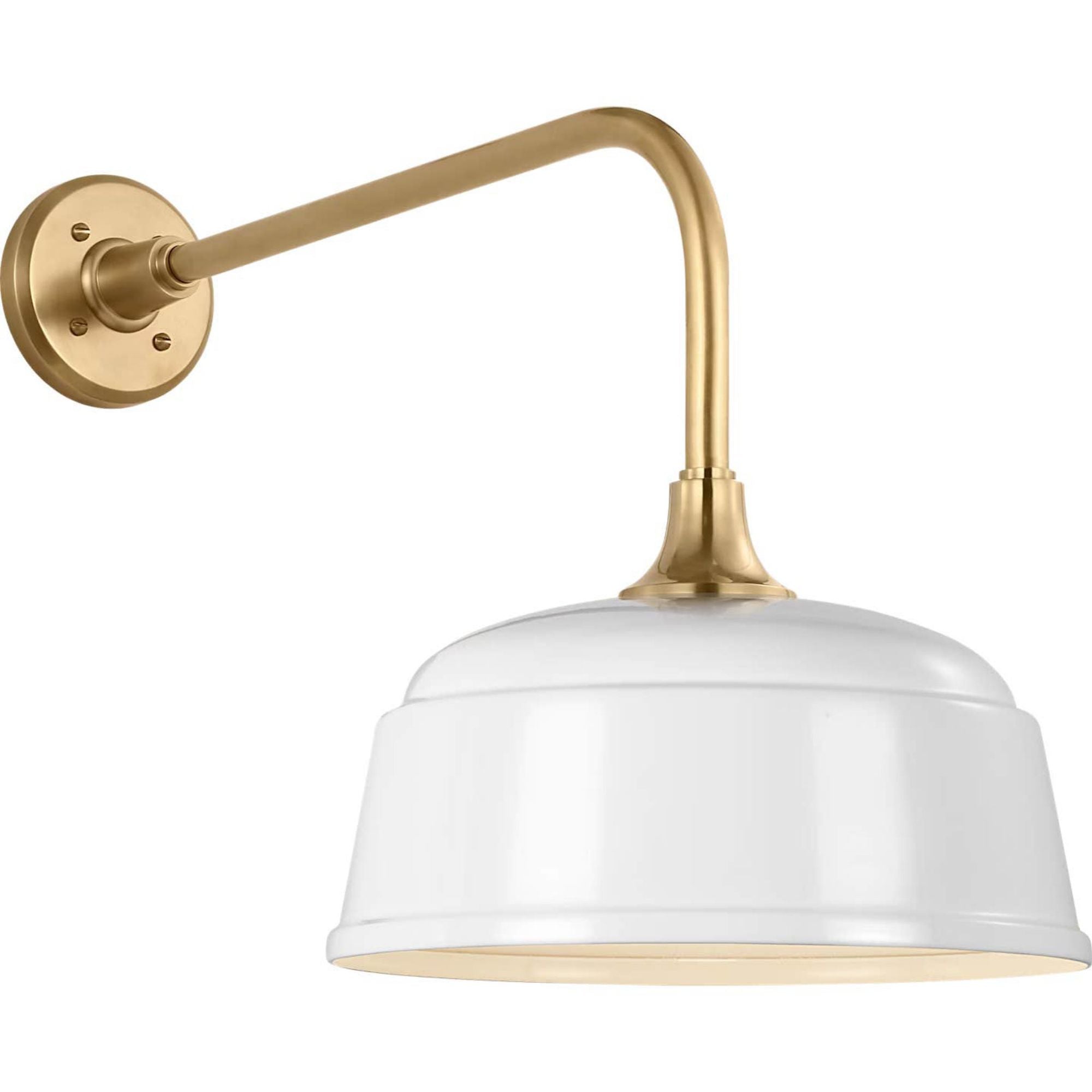 Thomas O'Brien Academy 20" Rex Barn Light in Hand-Rubbed Antique Brass with 12.5" White Rockhouse Shade W12.5" x H17" x E26.25"