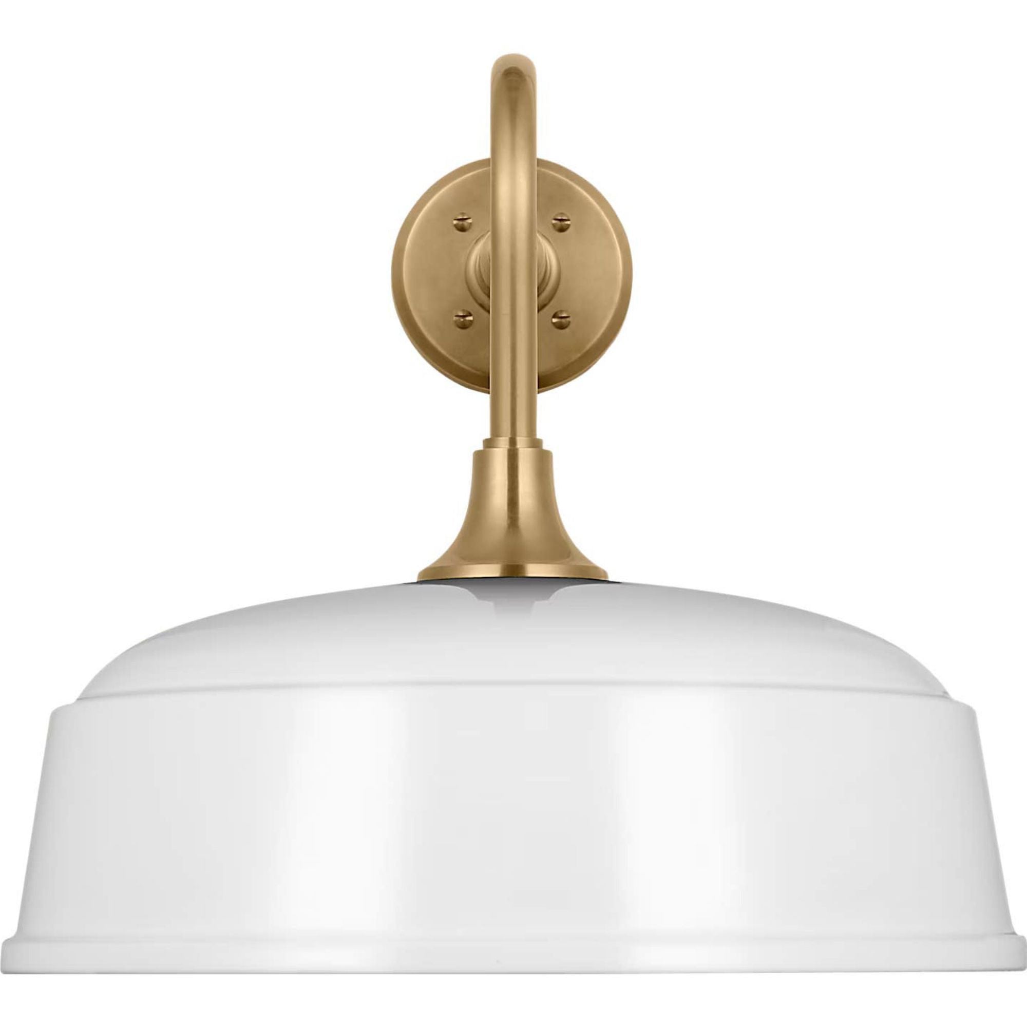 Thomas O'Brien Academy 20" Rex Barn Light in Hand-Rubbed Antique Brass with 16" White Rockhouse Shade W16" x H17" x E28"