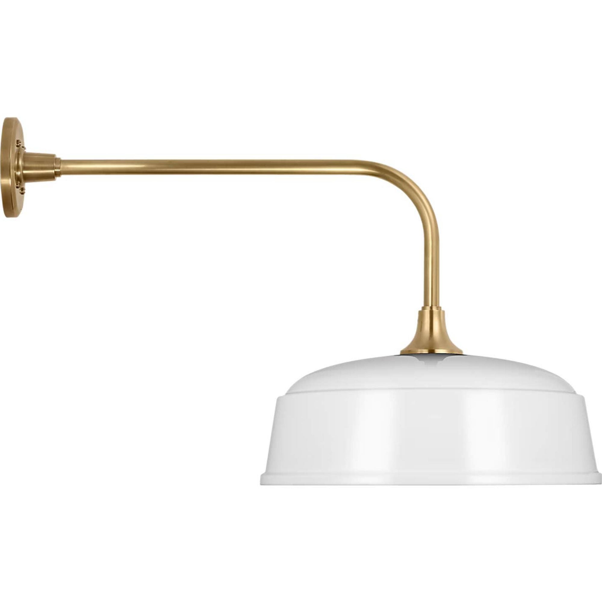 Thomas O'Brien Academy 20" Rex Barn Light in Hand-Rubbed Antique Brass with 16" White Rockhouse Shade W16" x H17" x E28"