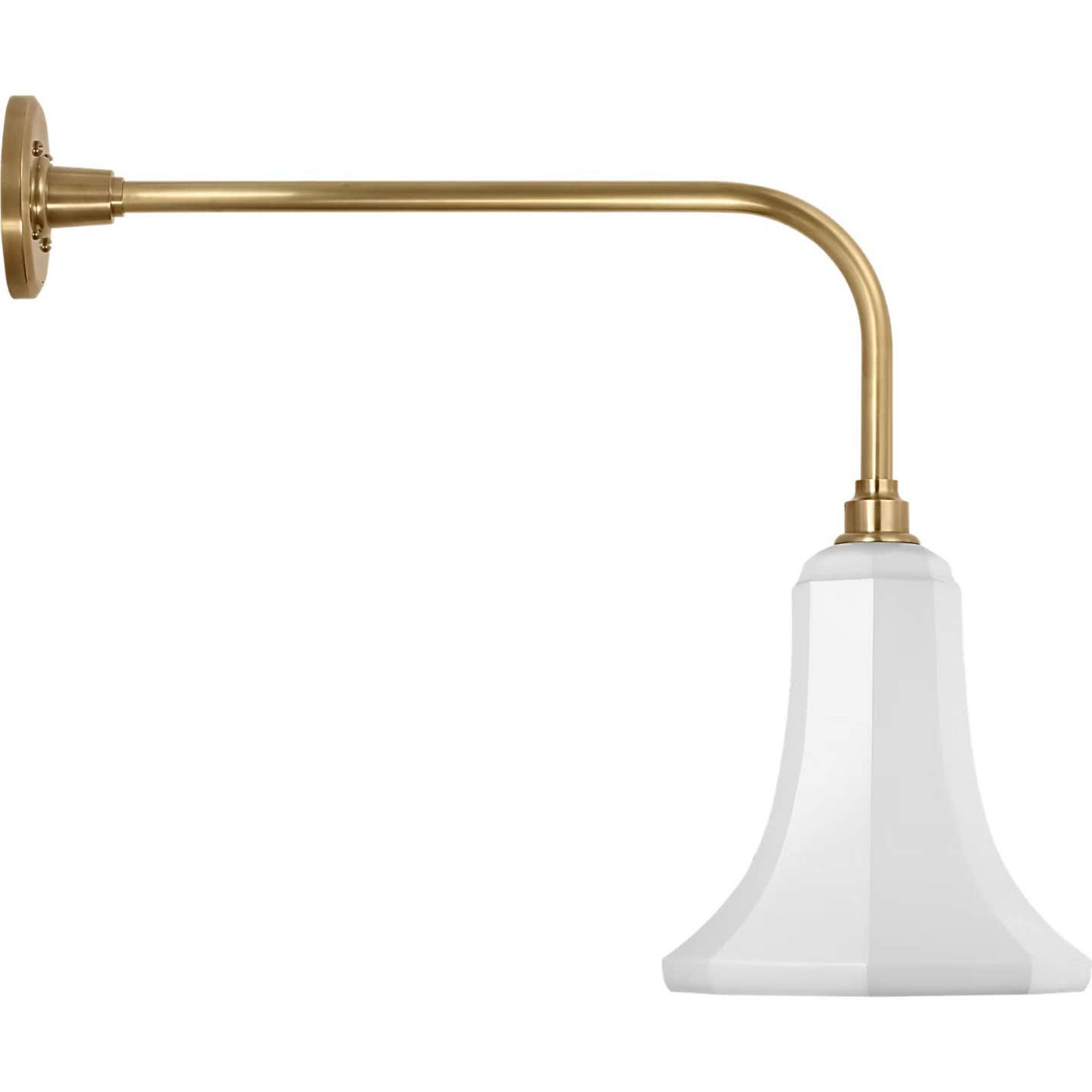 Thomas O'Brien Academy 20" Rex Barn Light in Hand-Rubbed Antique Brass with 9.25" White Savannah Shade W9.25" x H20.75" x E24.5"