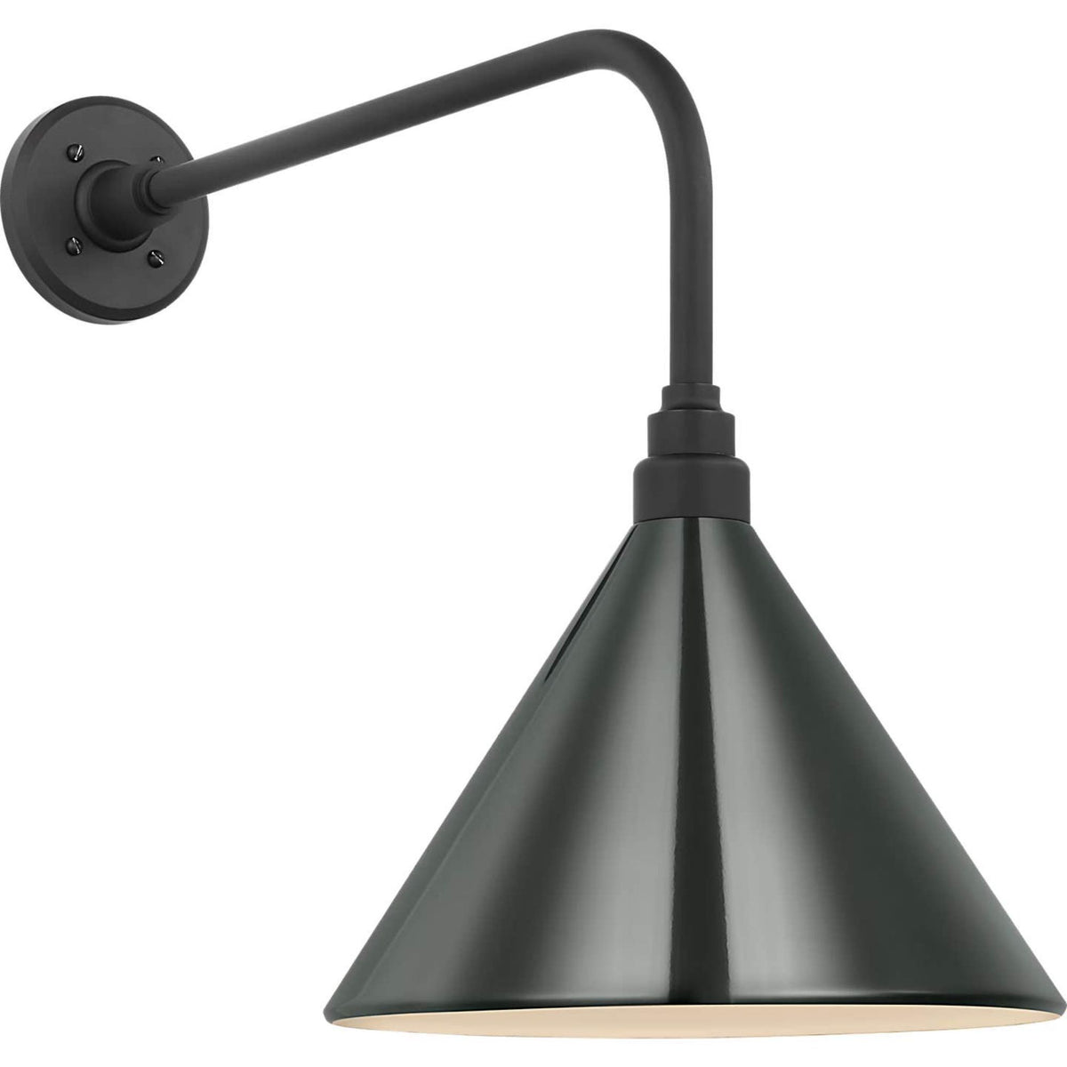 Thomas O'Brien Academy 20" Rex Barn Light in Matte Black with 12.5" Green Conical Savannah Shade W12.5" x H19.75" x E26.25"