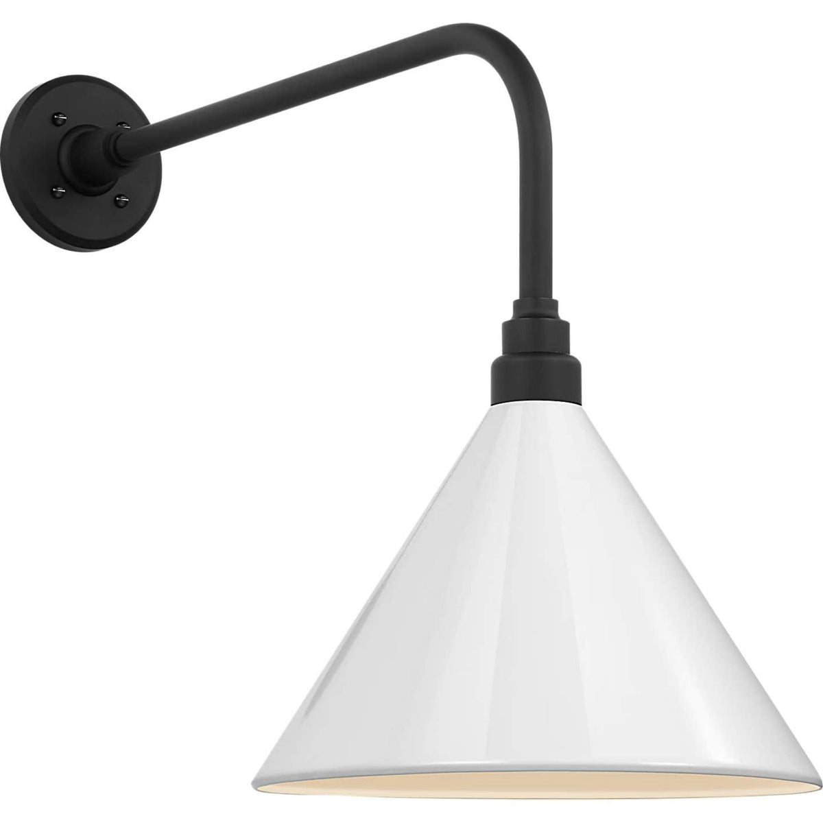 Thomas O'Brien Academy 20" Rex Barn Light in Matte Black with 12.5" White Conical Savannah Shade W12.5" x H19.75" x E26.25"