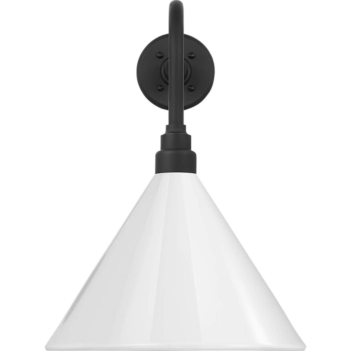 Thomas O'Brien Academy 20" Rex Barn Light in Matte Black with 12.5" White Conical Savannah Shade W12.5" x H19.75" x E26.25"