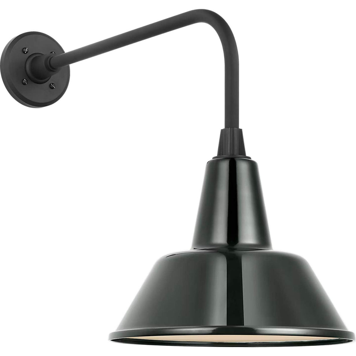 Thomas O'Brien Academy 20" Rex Barn Light in Matte Black with 12.5" Green Bowers Shade W12.5" x H19.5" x E26.25"
